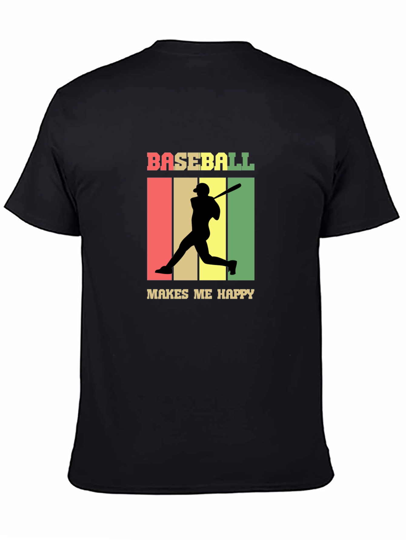 Baseball Makes Me Happy Retro Style T-Shirt