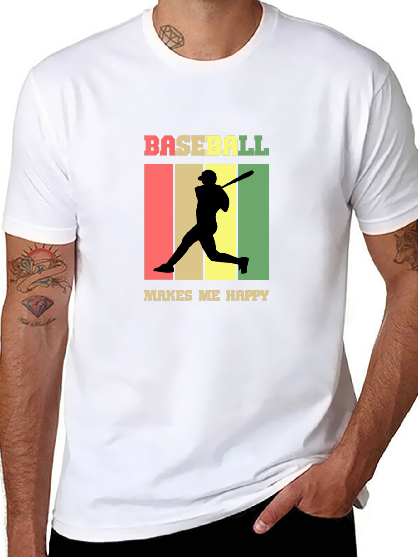 Baseball Makes Me Happy Retro Style T-Shirt