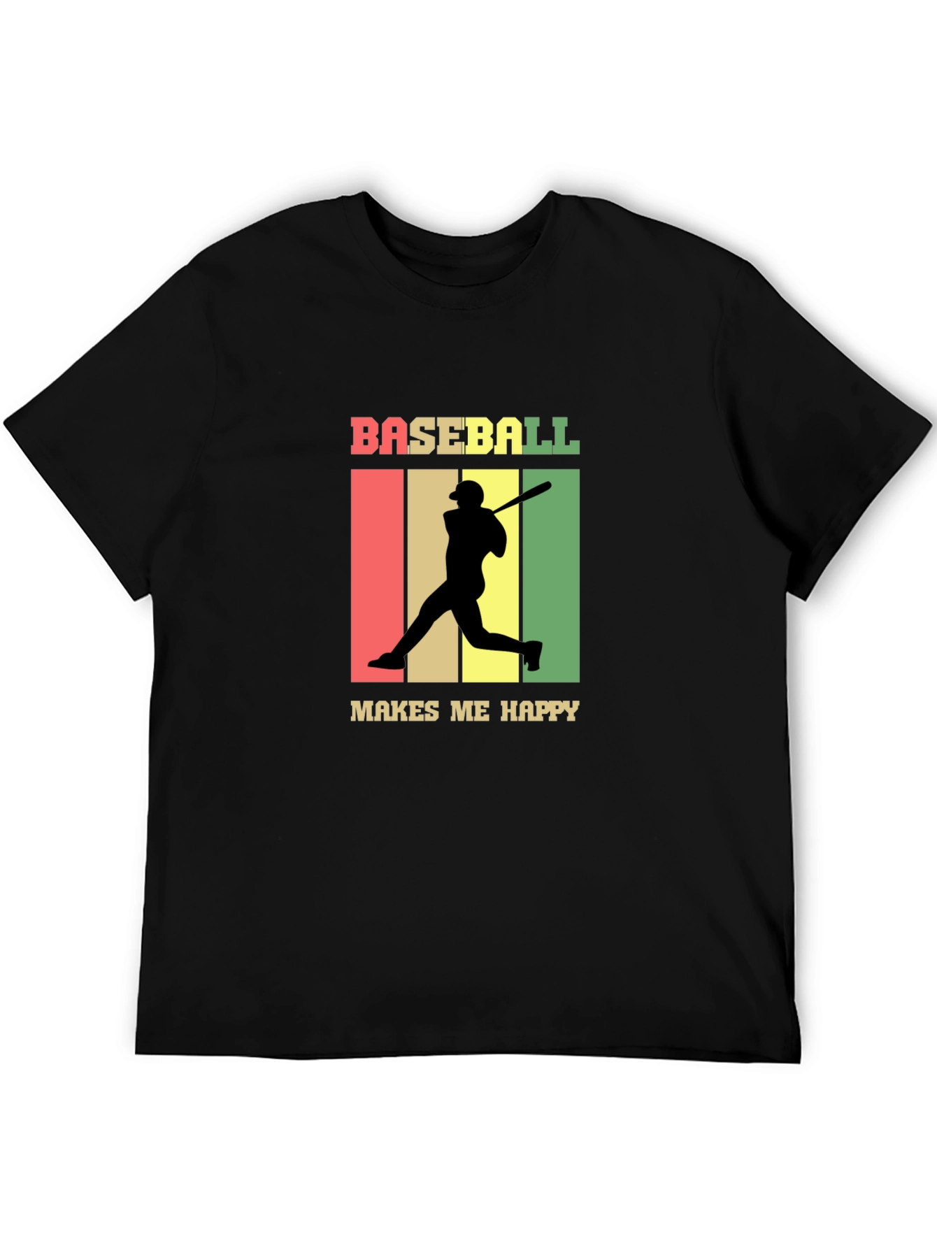 Baseball Makes Me Happy Retro Style T-Shirt