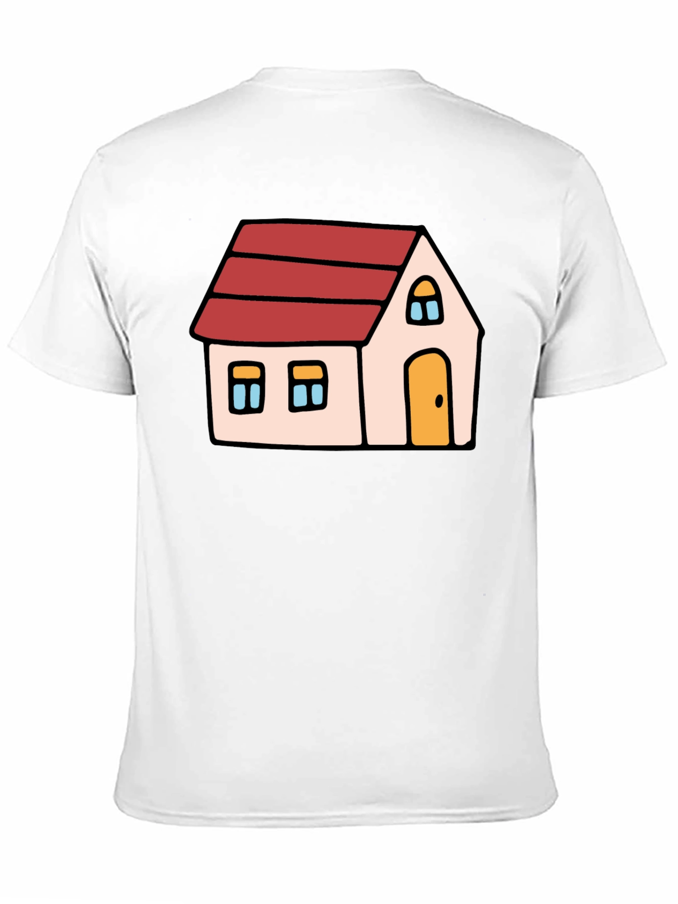 Cartoon House Graphic Tee - Black Cotton Blend