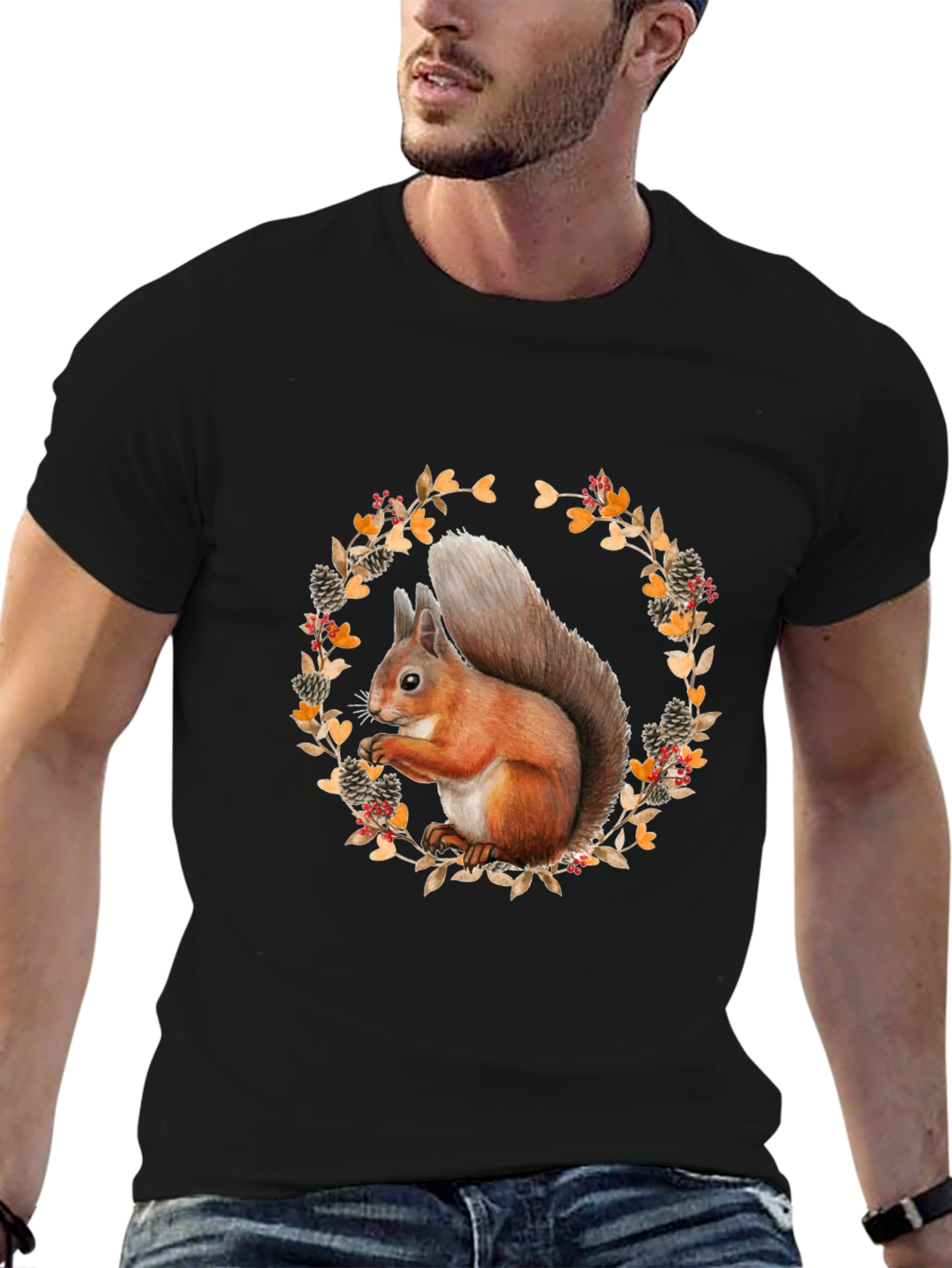 Squirrel Wreath Graphic T-Shirt - Unisex Style