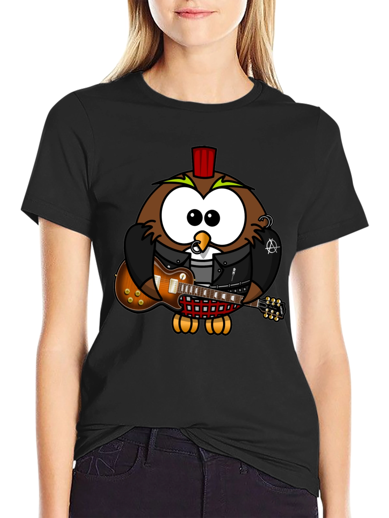 Cool Owl Guitarist Graphic T-Shirt