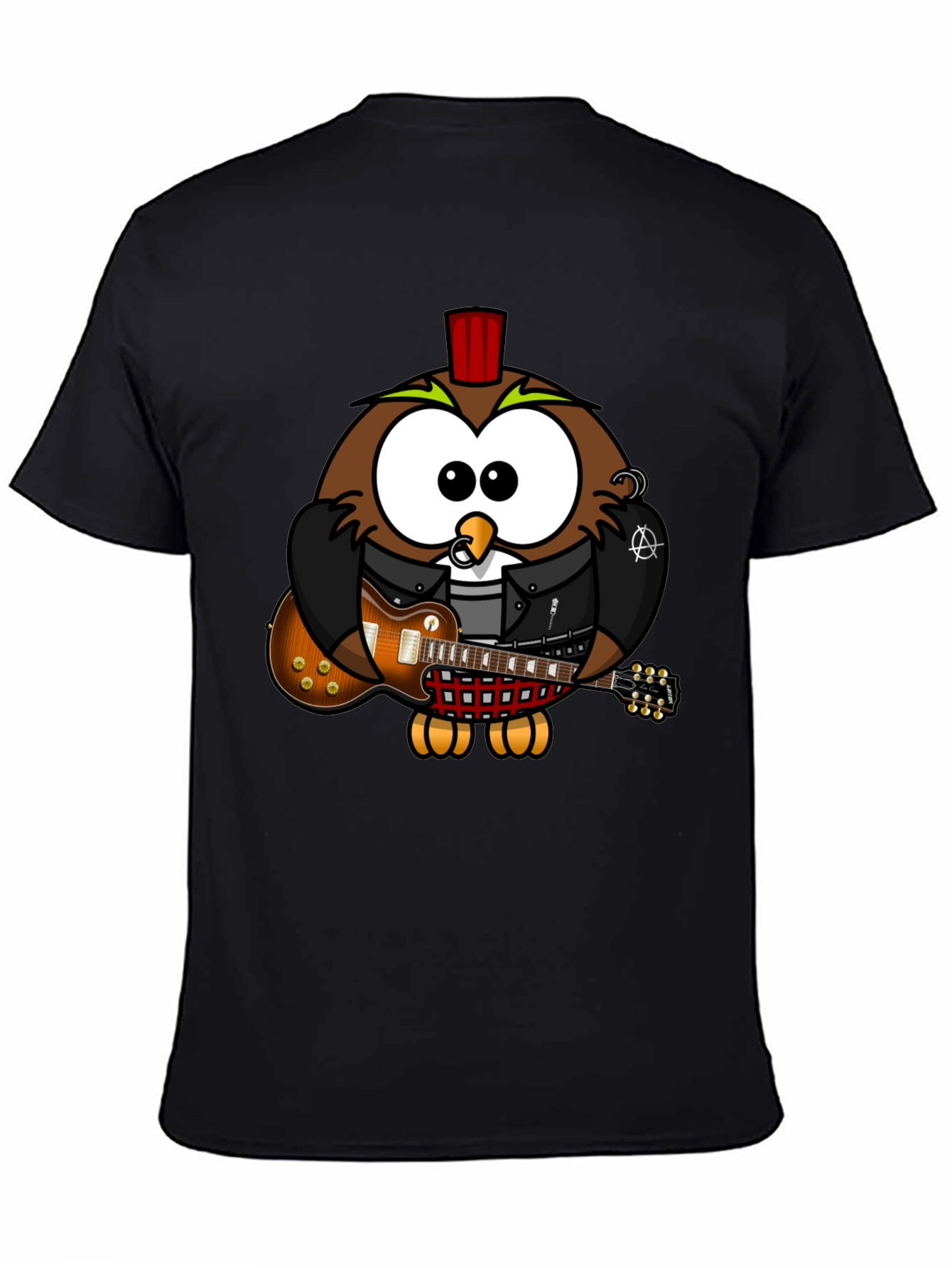 Cool Owl Guitarist Graphic T-Shirt