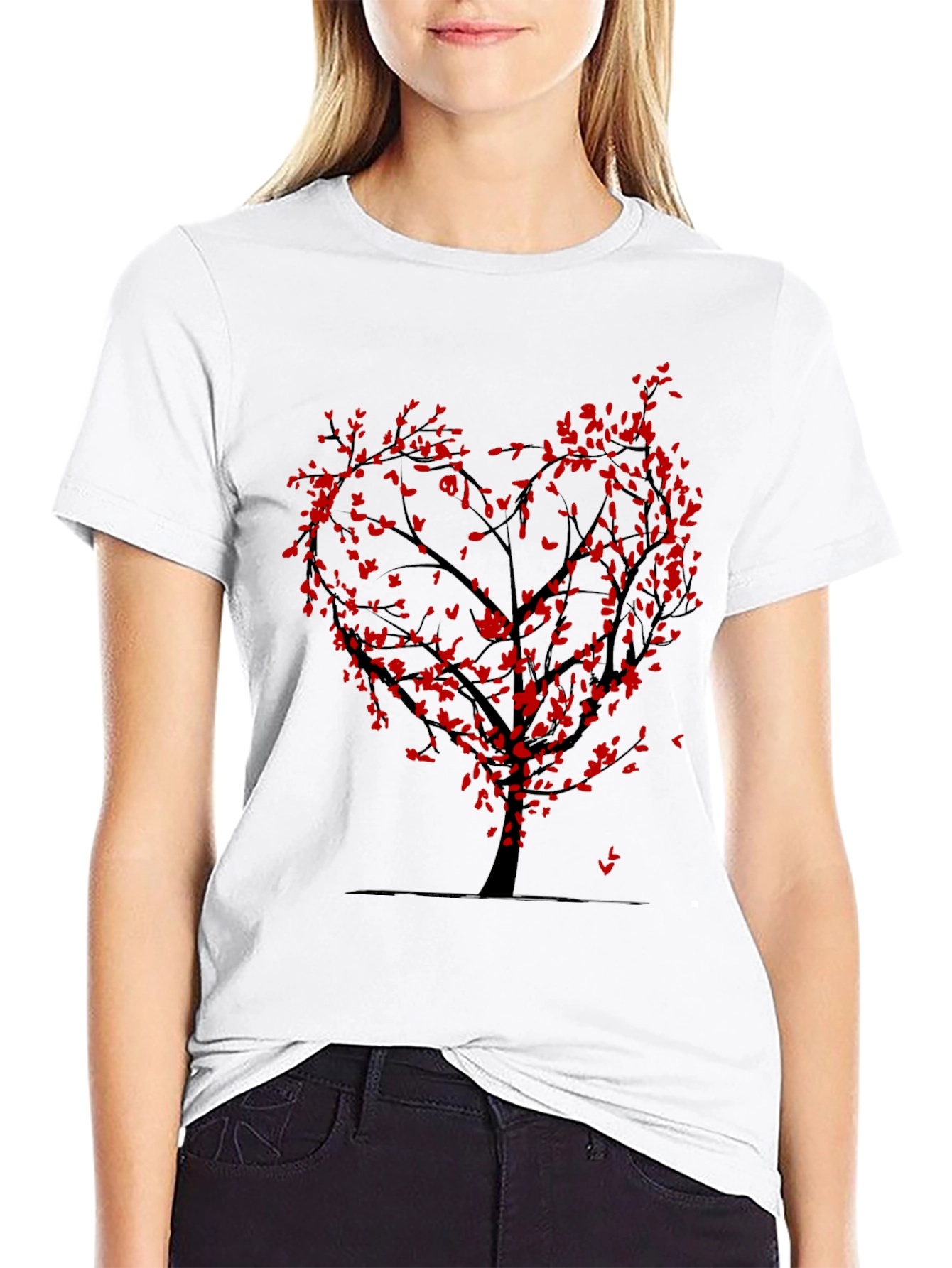 Heart Tree Graphic Tee - Trendy Black T-Shirt