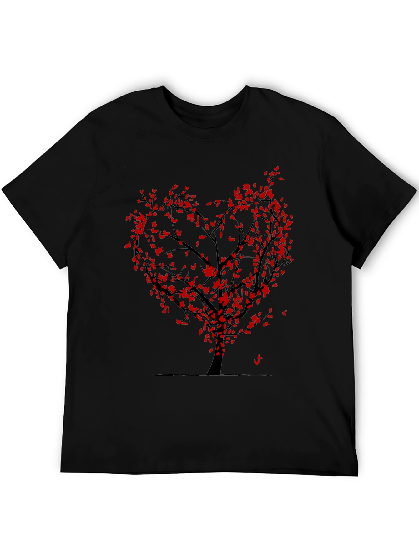 Heart Tree Graphic Tee - Trendy Black T-Shirt