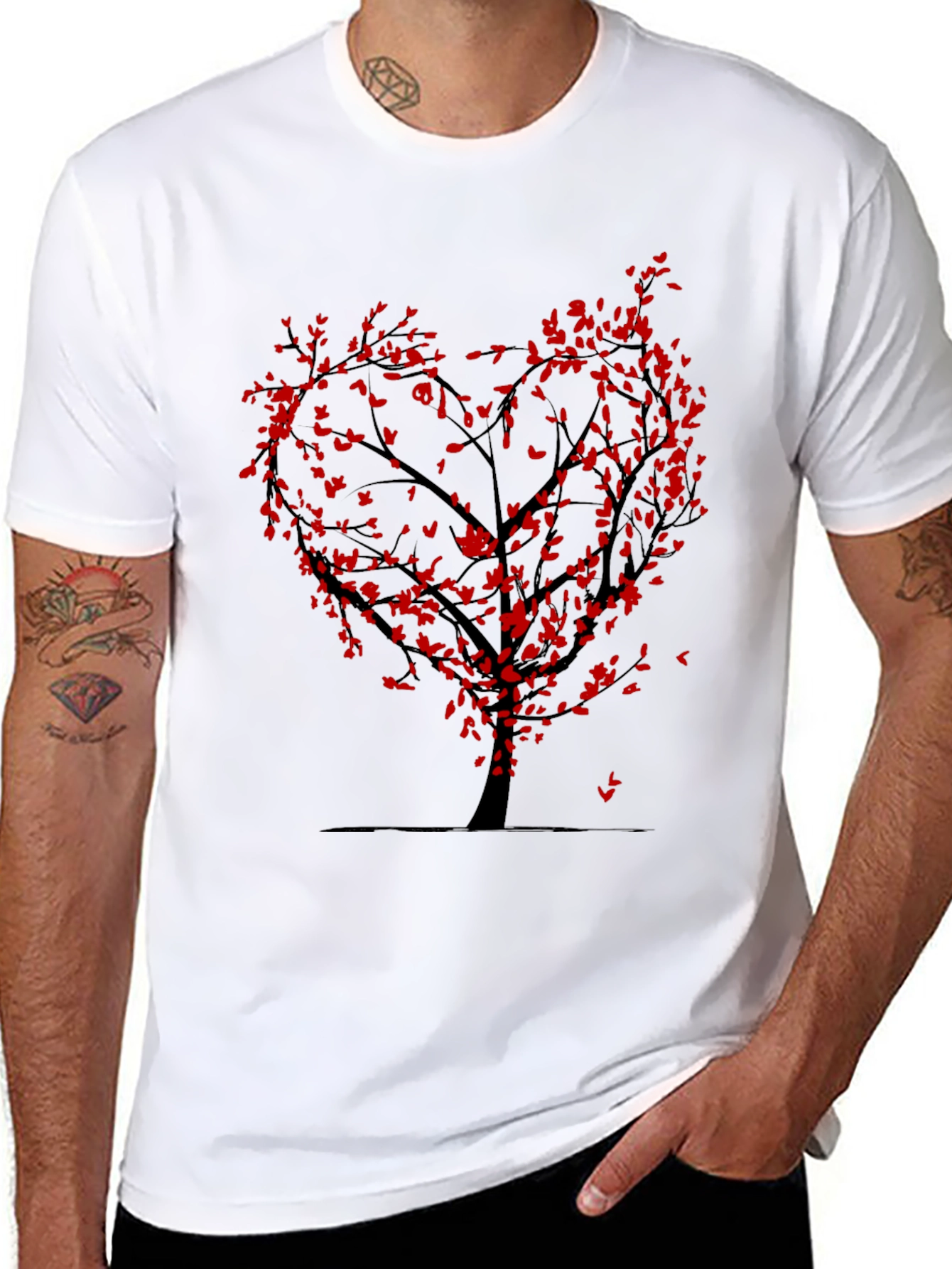 Heart Tree Graphic Tee - Trendy Black T-Shirt