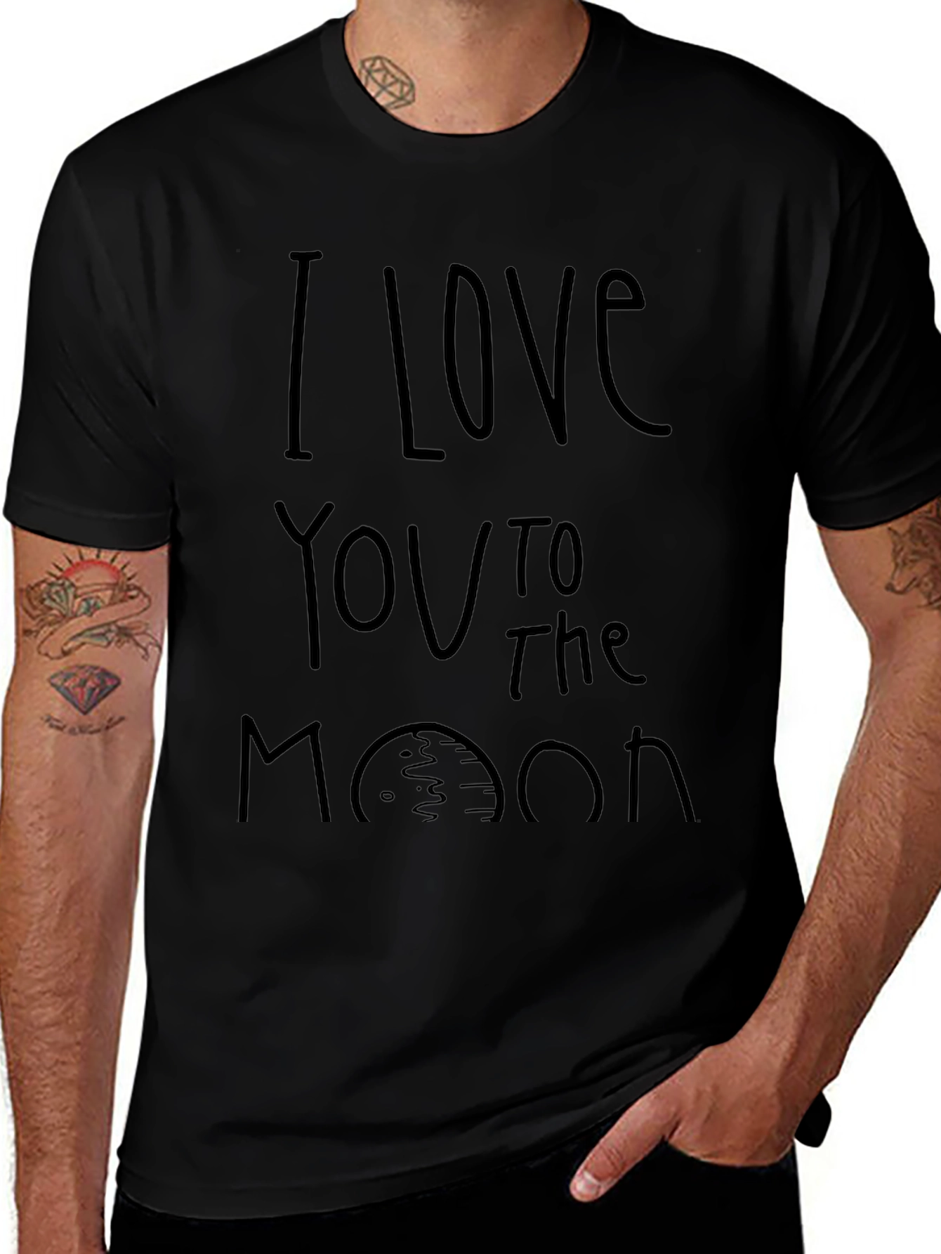 I Love You To The Moon Black Tee