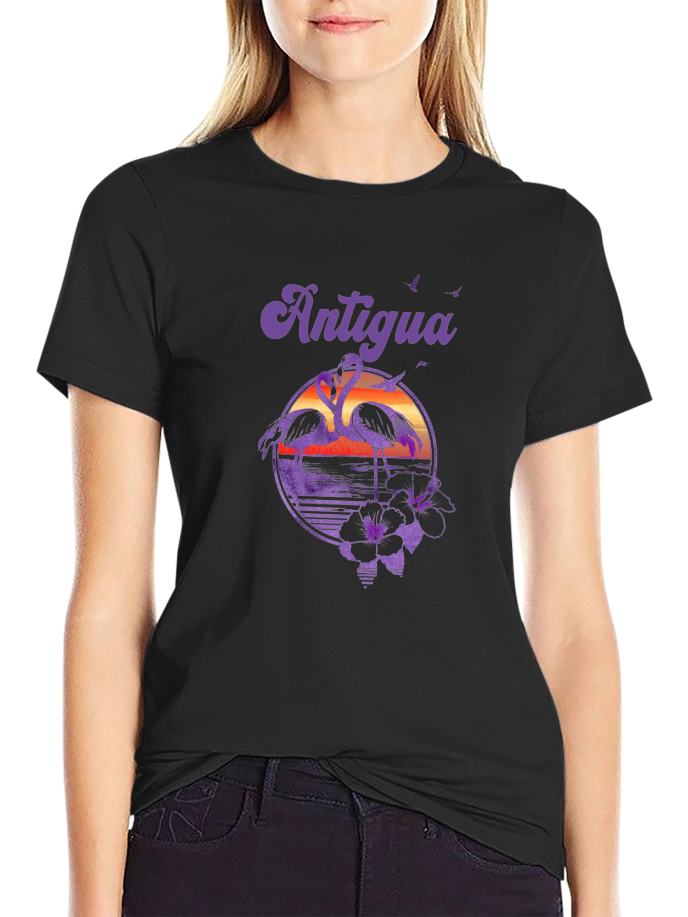 Antigua Flamingo Sunset Graphic T-Shirt