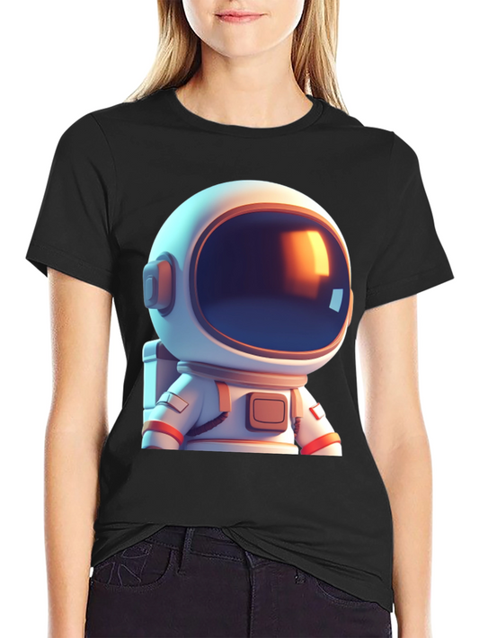 Astronaut Cartoon Graphic Black T-Shirt