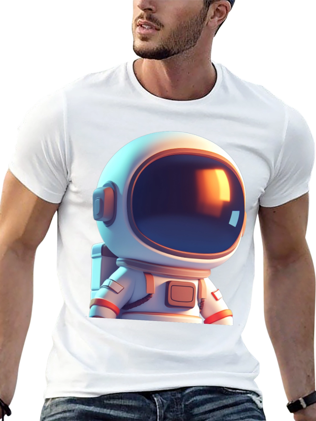 Astronaut Cartoon Graphic Black T-Shirt