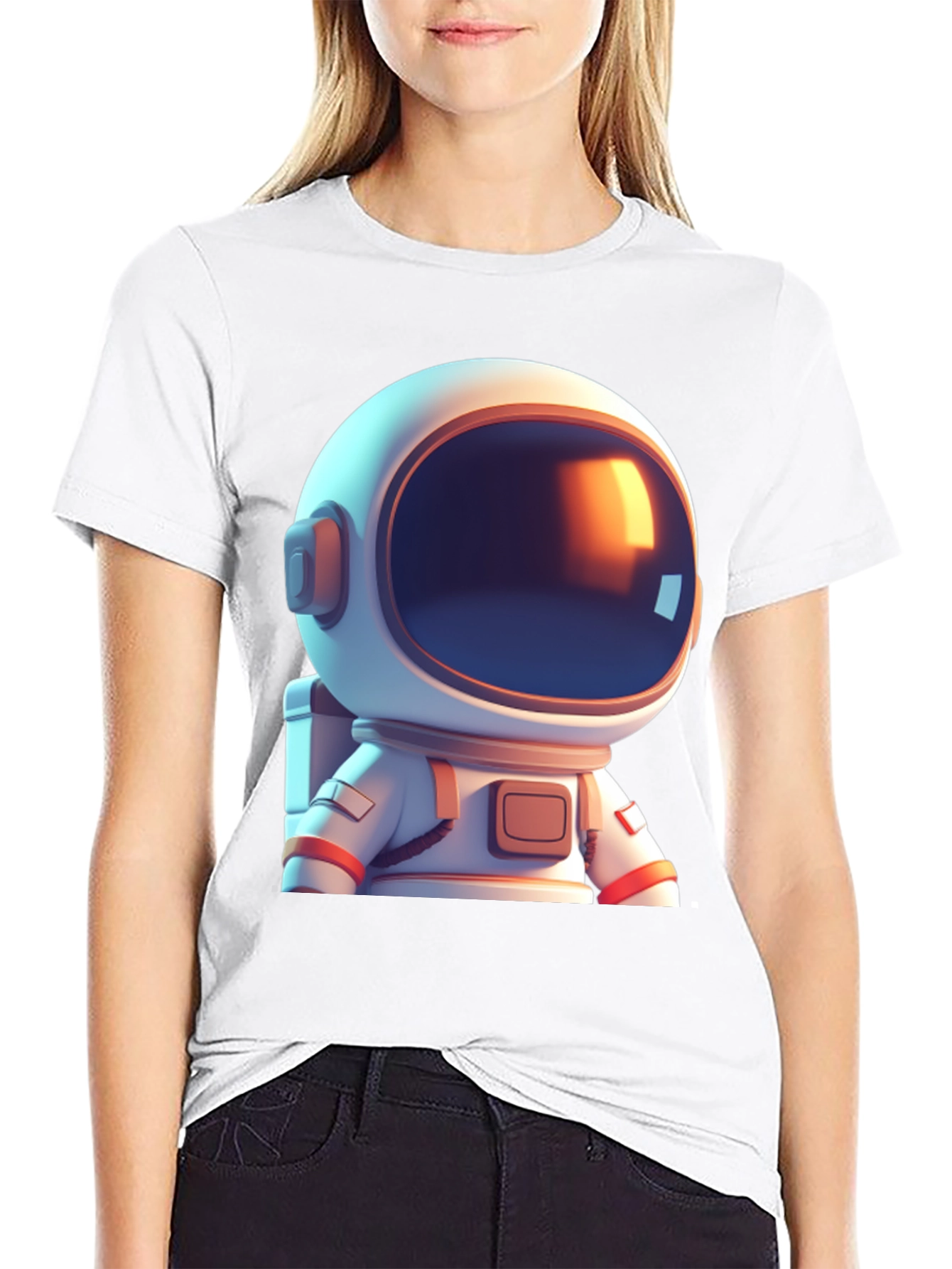 Astronaut Cartoon Graphic Black T-Shirt