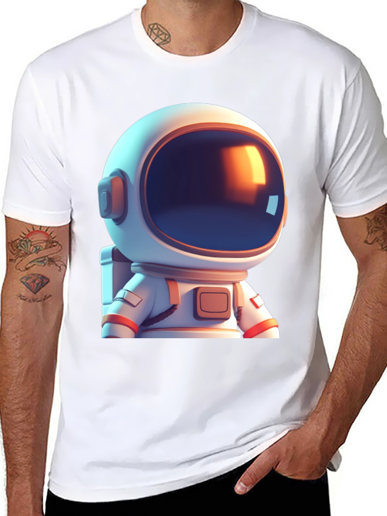 Astronaut Cartoon Graphic Black T-Shirt