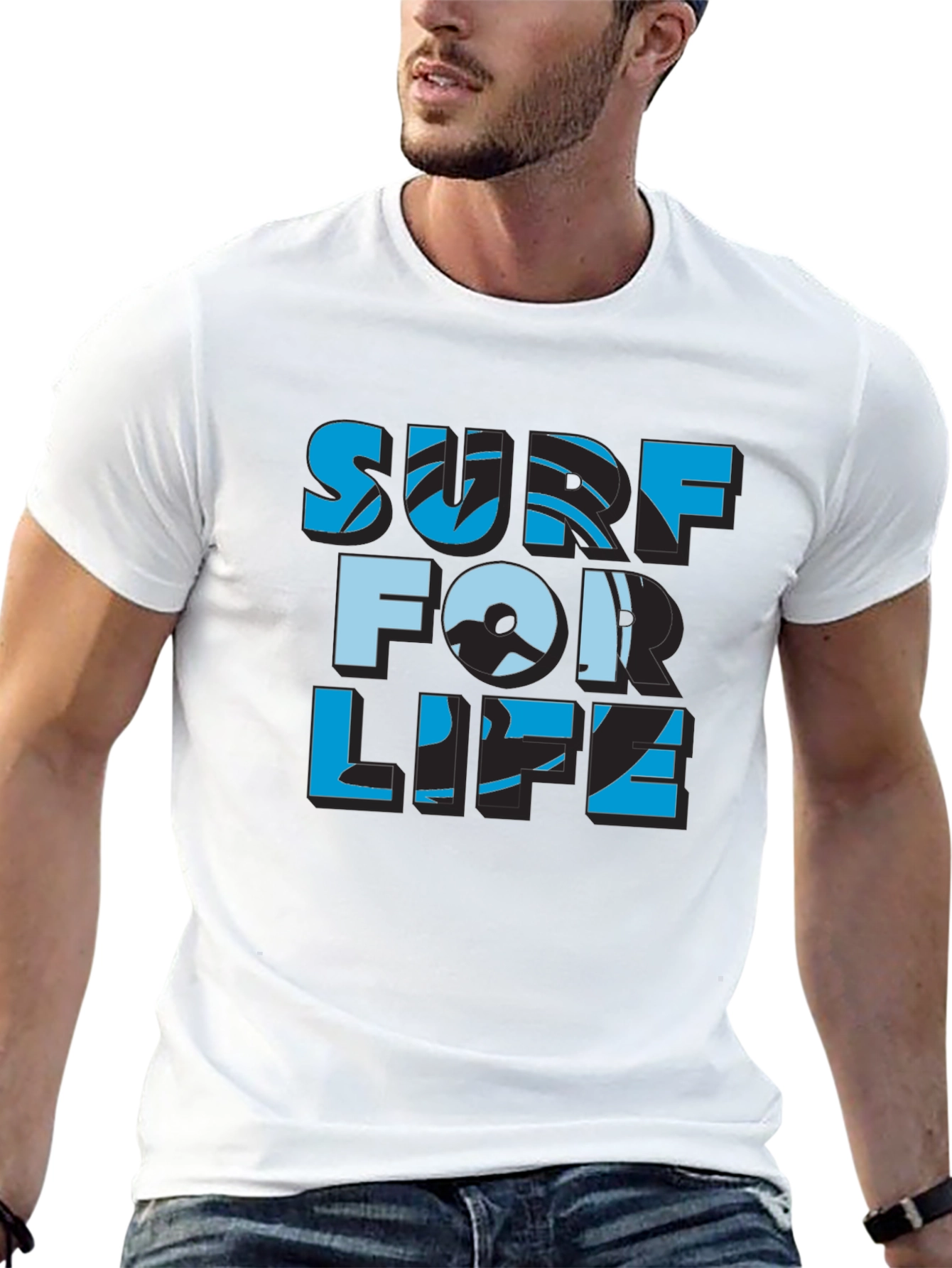 Surf For Life Black T-Shirt | Cool Design