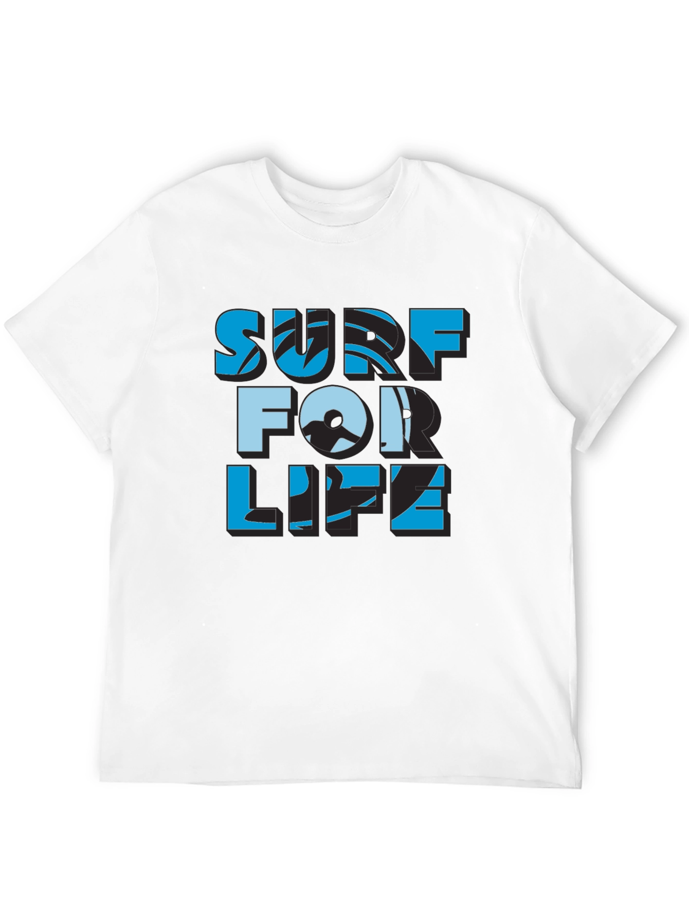 Surf For Life Black T-Shirt | Cool Design