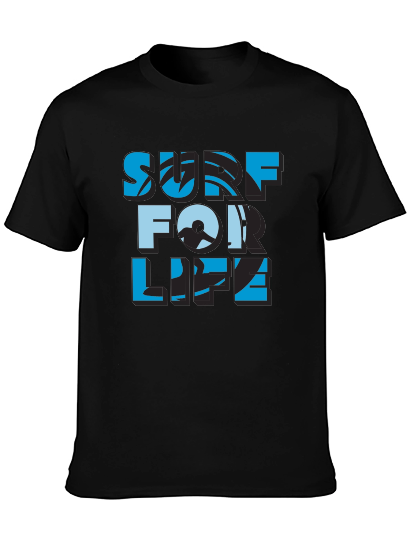 Surf For Life Black T-Shirt | Cool Design