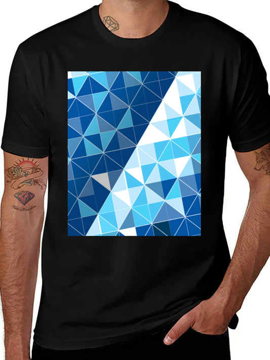 Geometric Triangle Print Mens Black T-Shirt
