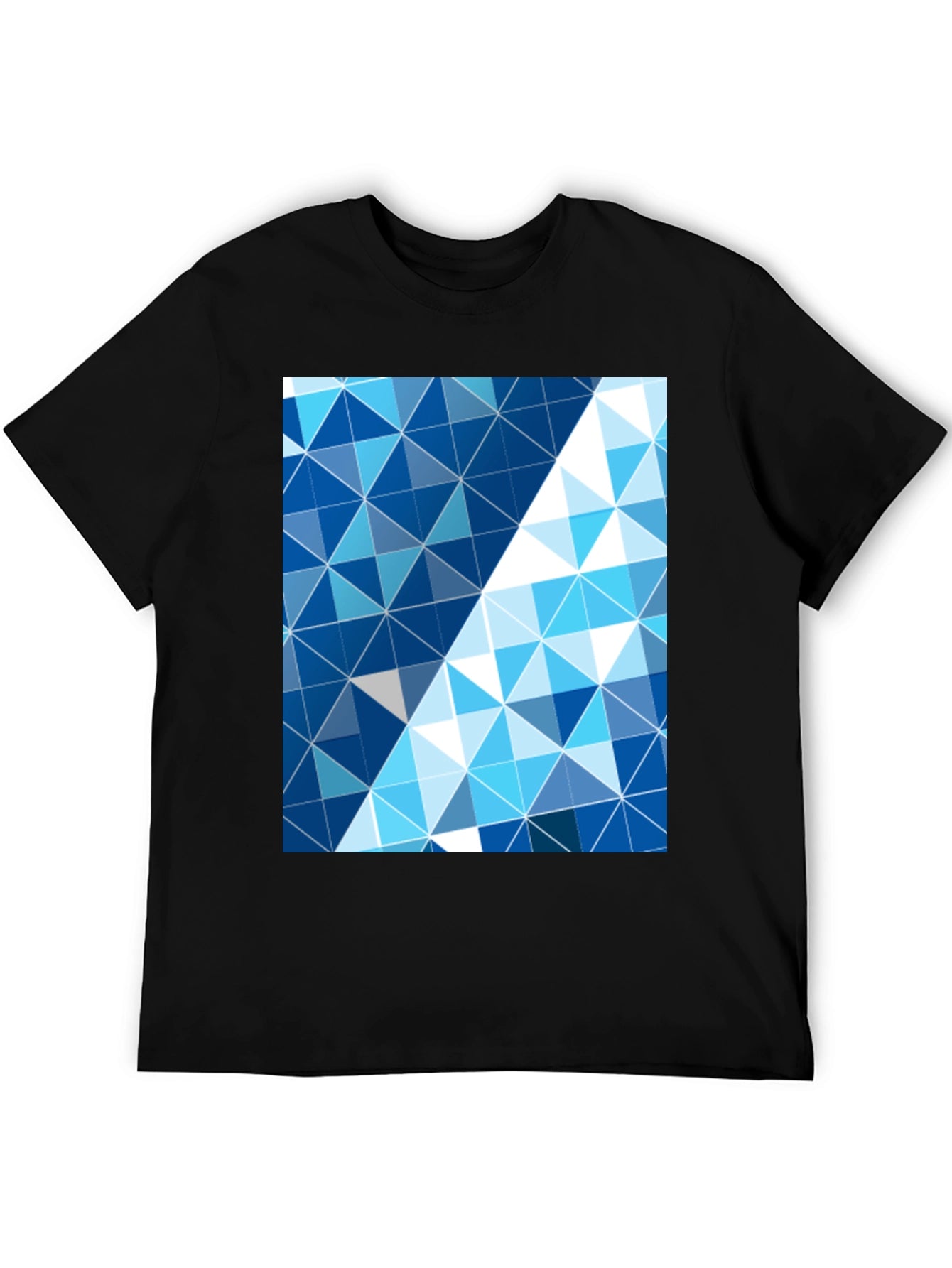 Geometric Triangle Print Mens Black T-Shirt