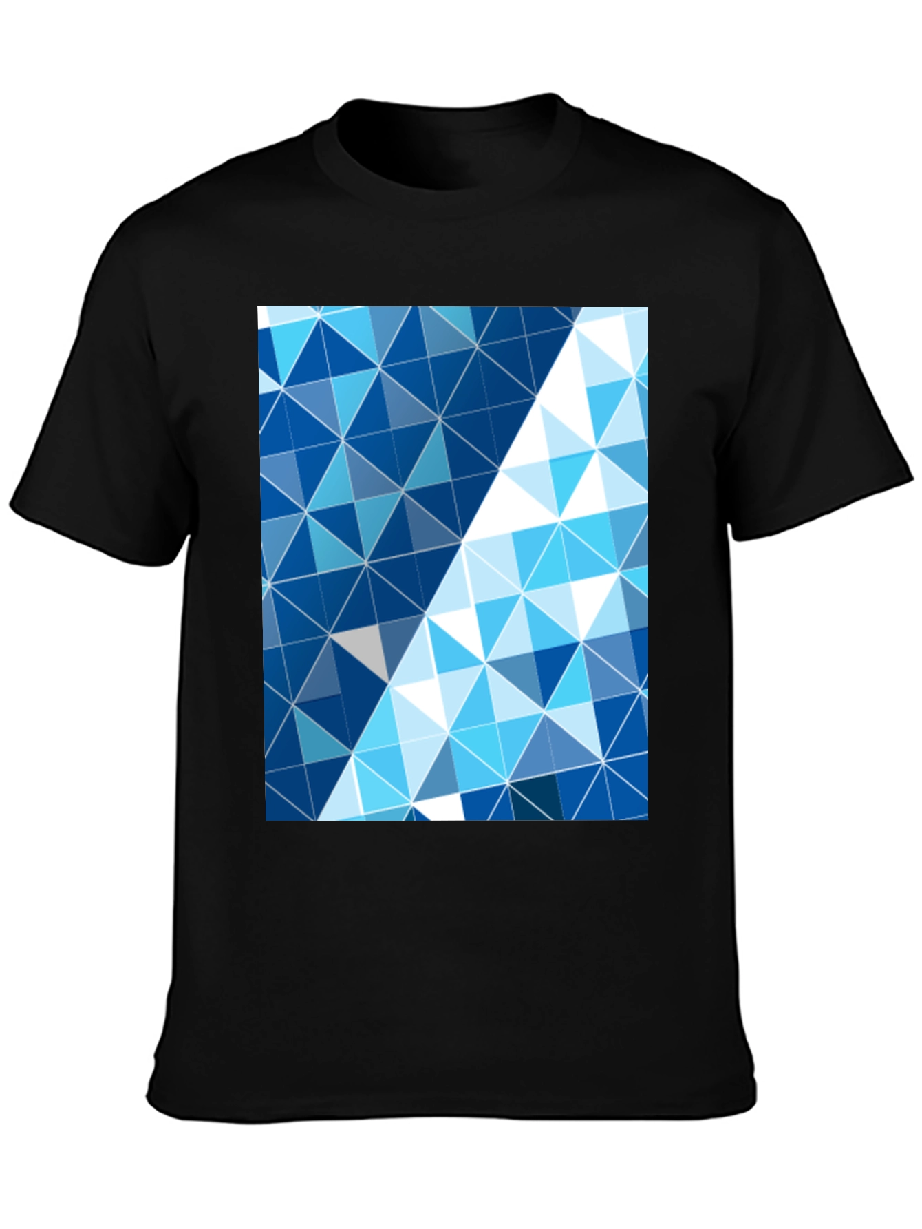 Geometric Triangle Print Mens Black T-Shirt