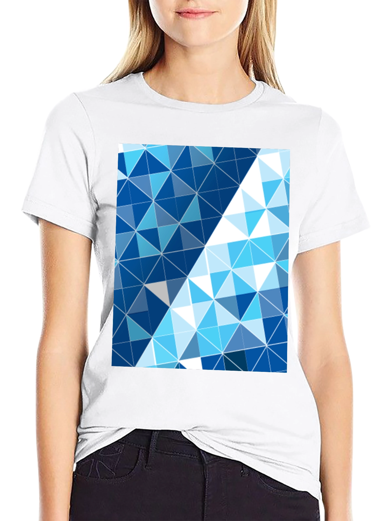 Geometric Triangle Print Mens Black T-Shirt
