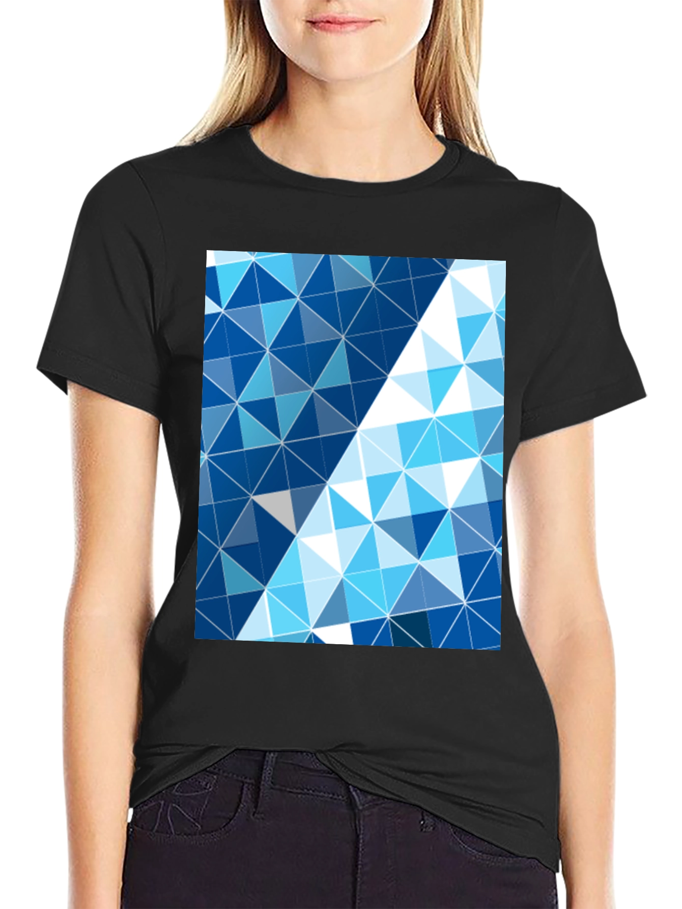 Geometric Triangle Print Mens Black T-Shirt
