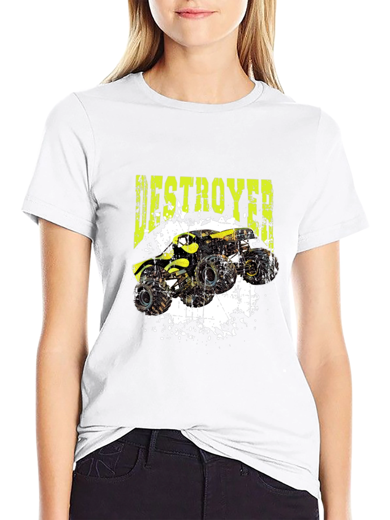 Monster Truck Destroyer Graphic T-Shirt - Black