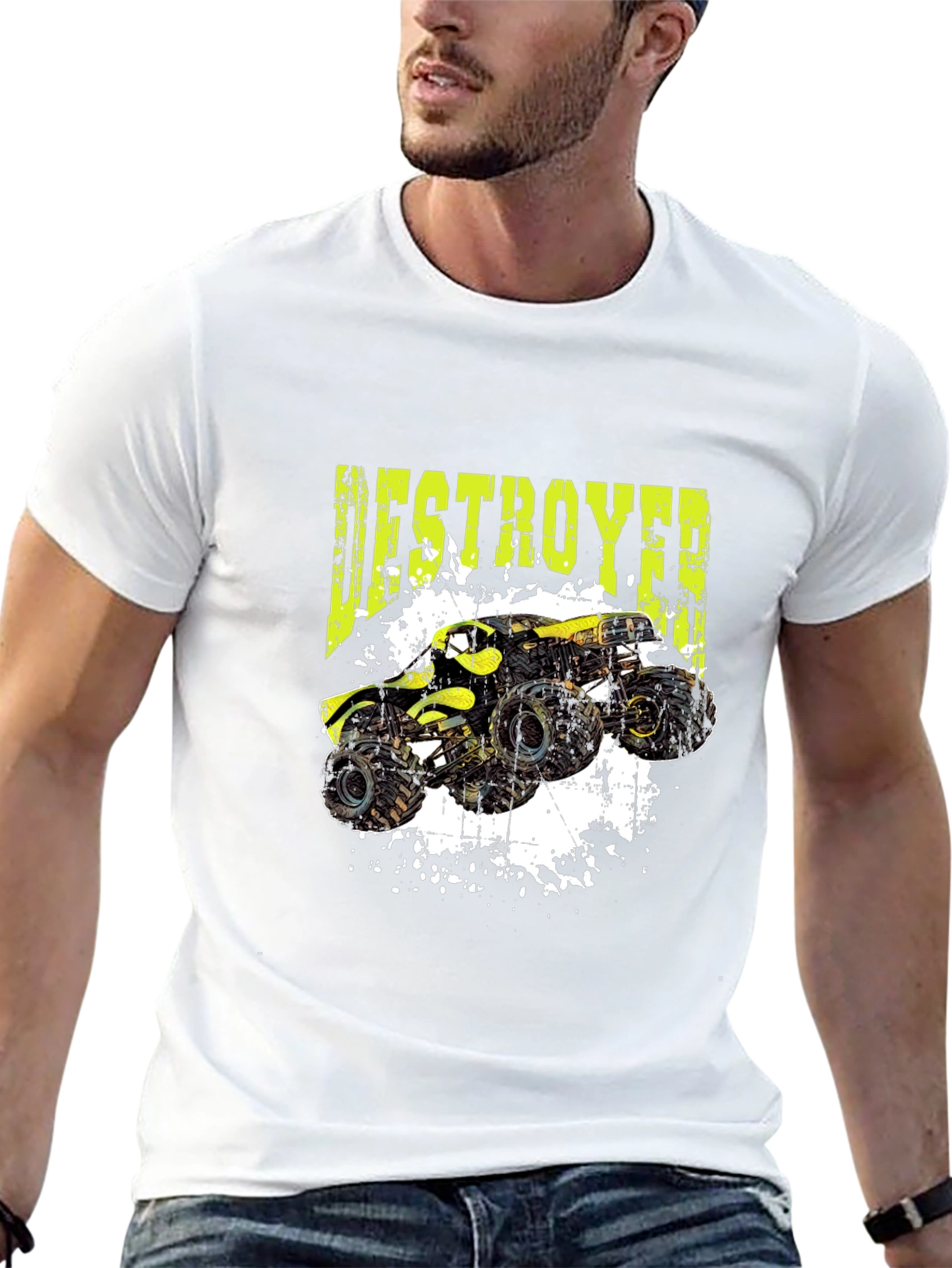 Monster Truck Destroyer Graphic T-Shirt - Black