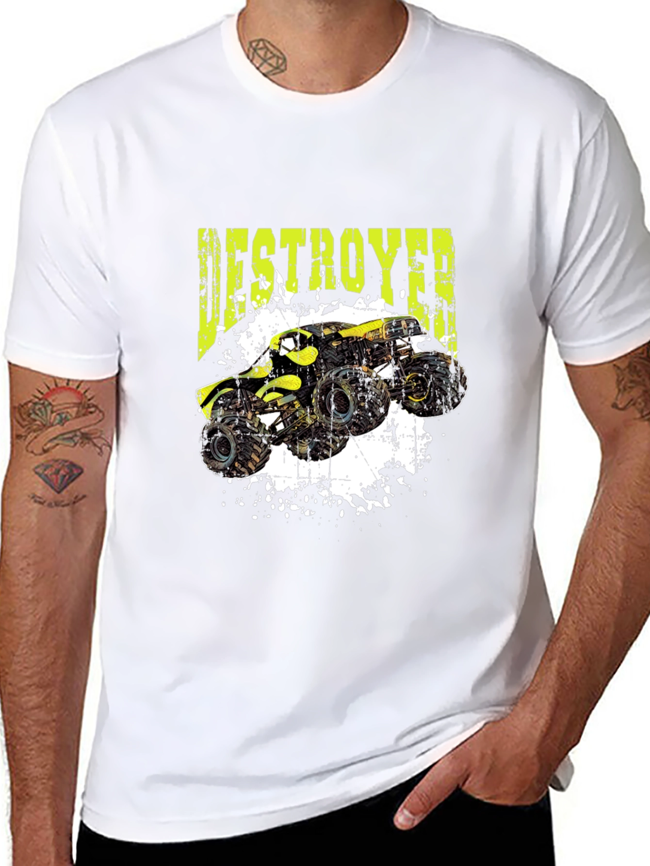 Monster Truck Destroyer Graphic T-Shirt - Black