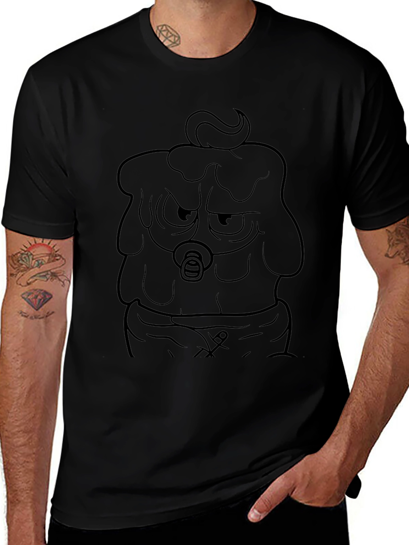 Grumpy Cartoon Character Graphic T-Shirt