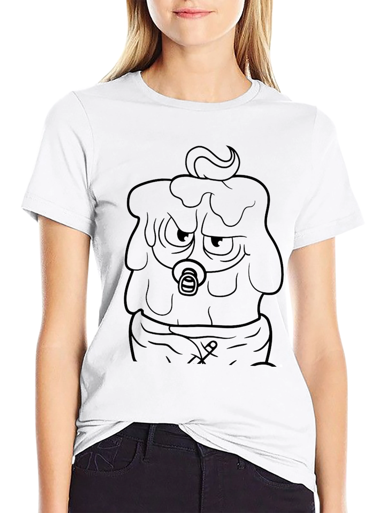Grumpy Cartoon Character Graphic T-Shirt