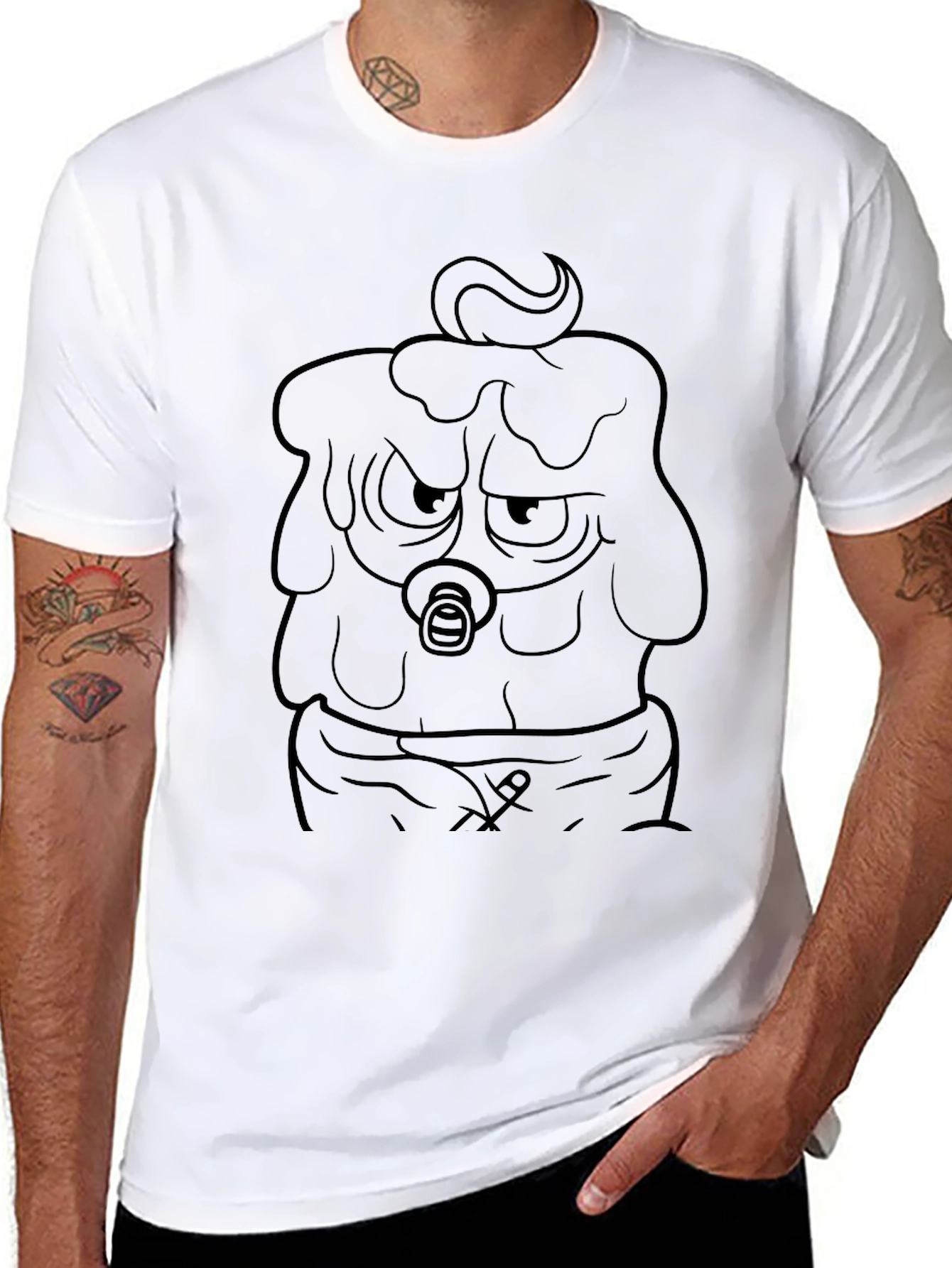 Grumpy Cartoon Character Graphic T-Shirt