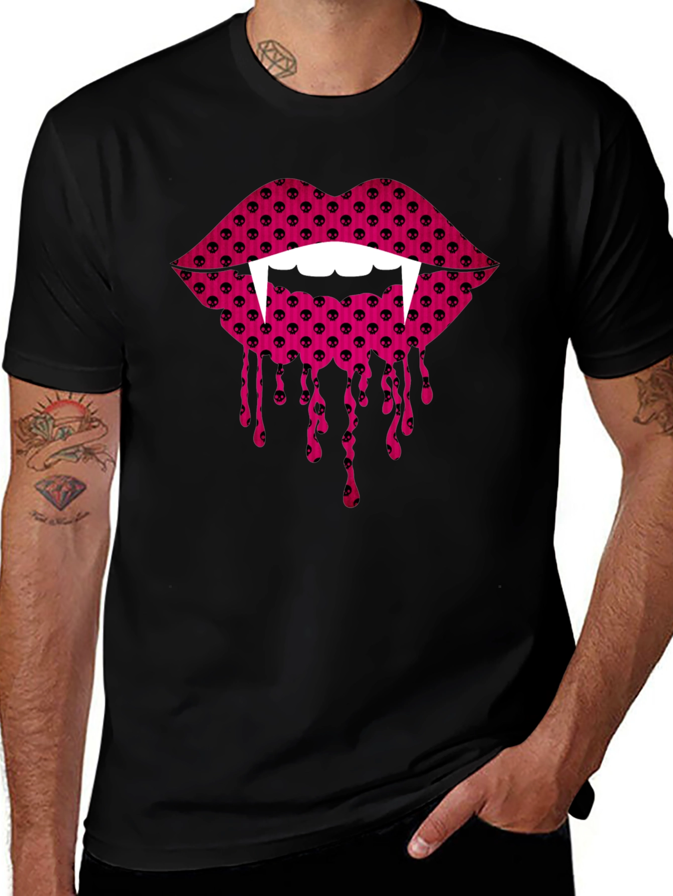 Vampire Lips Black T-Shirt