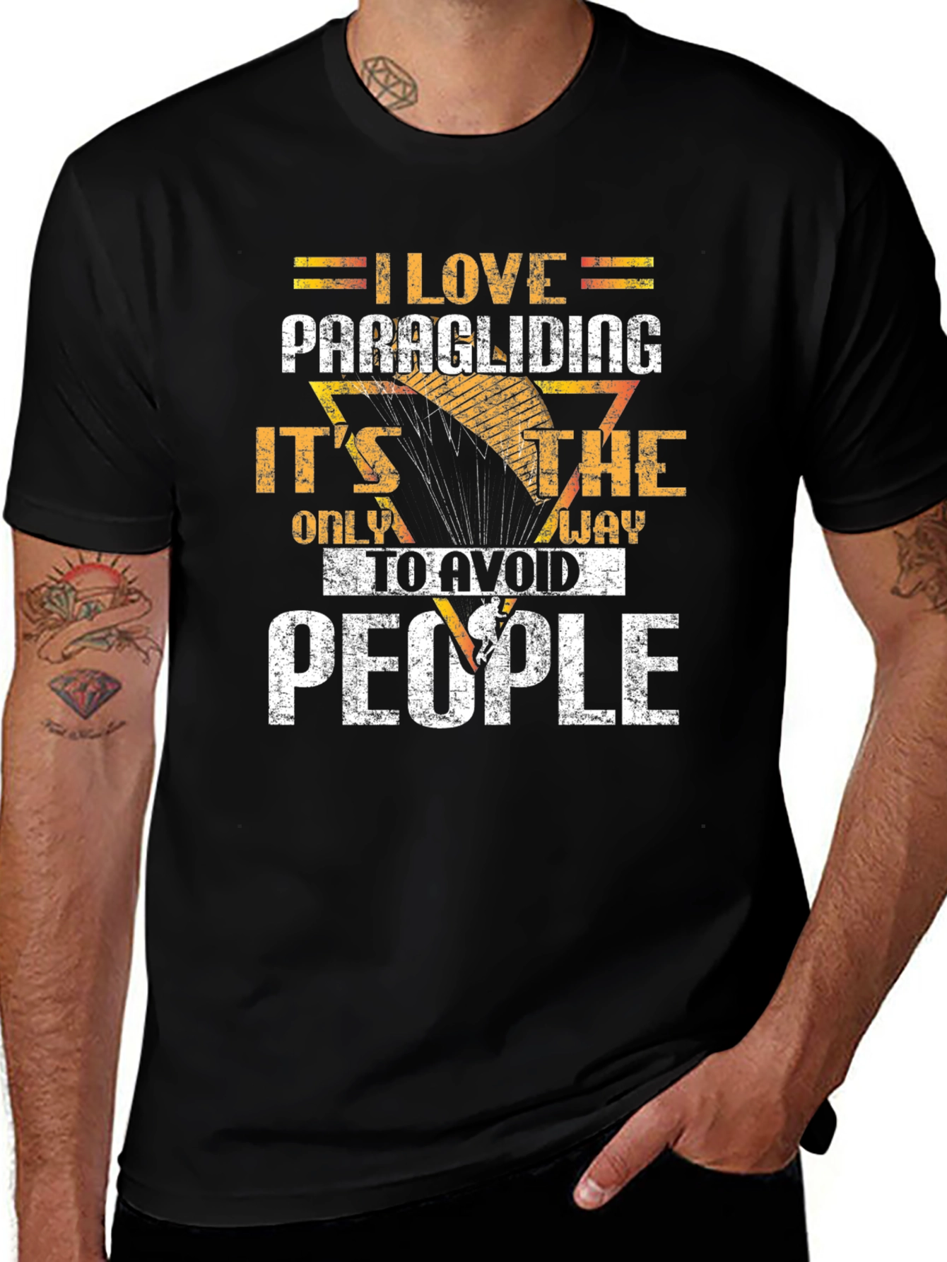 Paragliding T-Shirt: Avoid People Funny Design