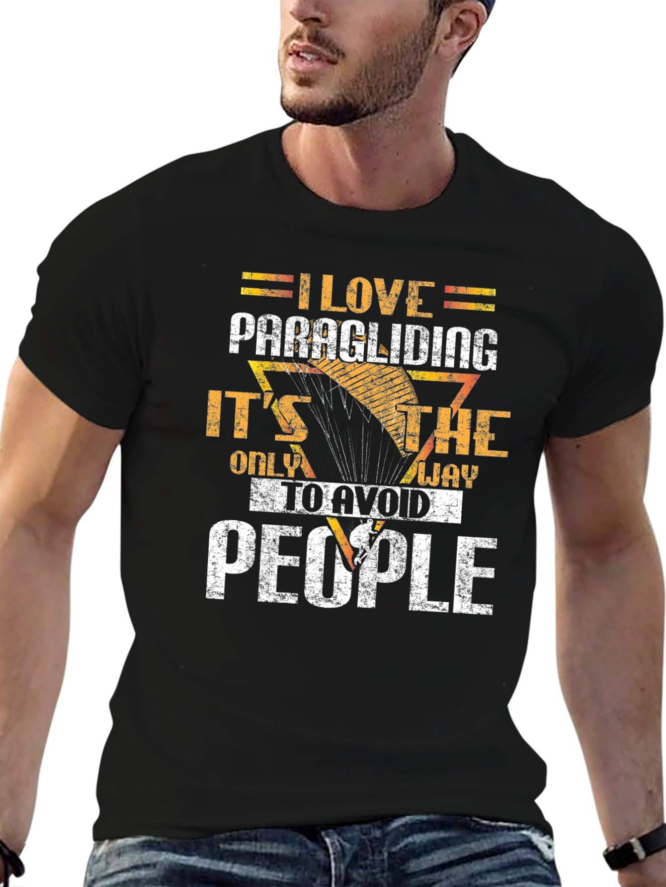 Paragliding T-Shirt: Avoid People Funny Design