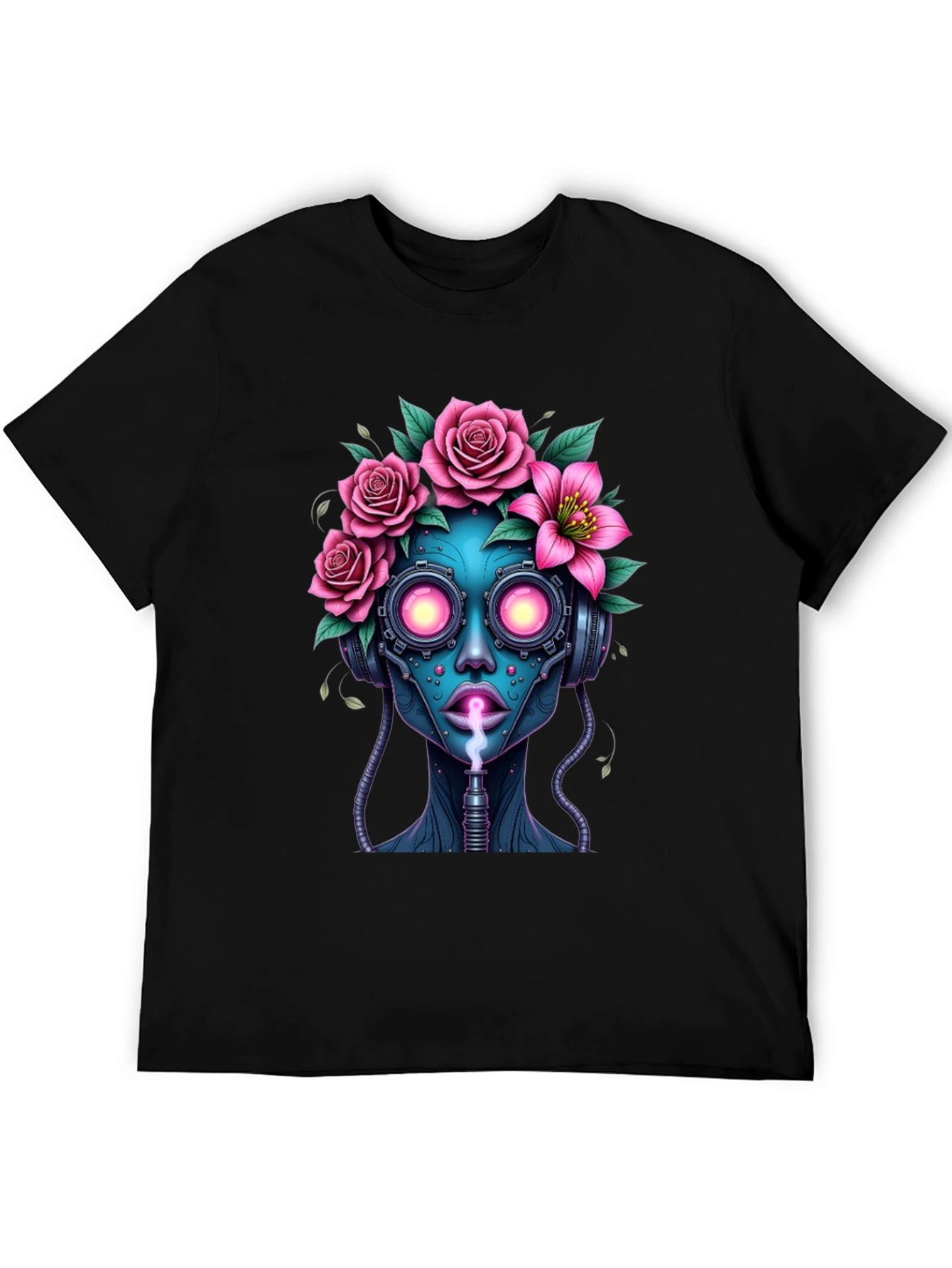 Cyberpunk Floral Head T-Shirt