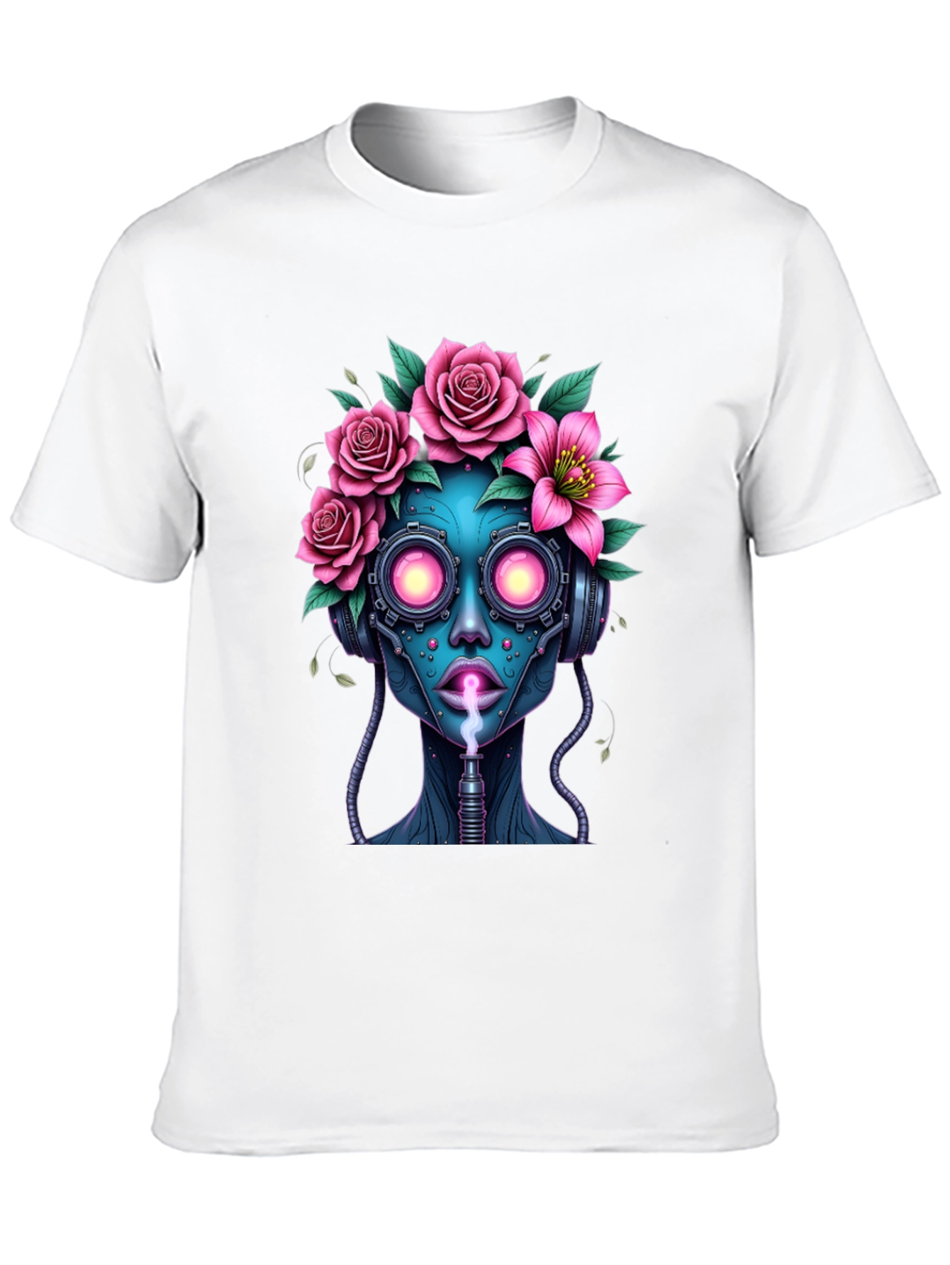 Cyberpunk Floral Head T-Shirt