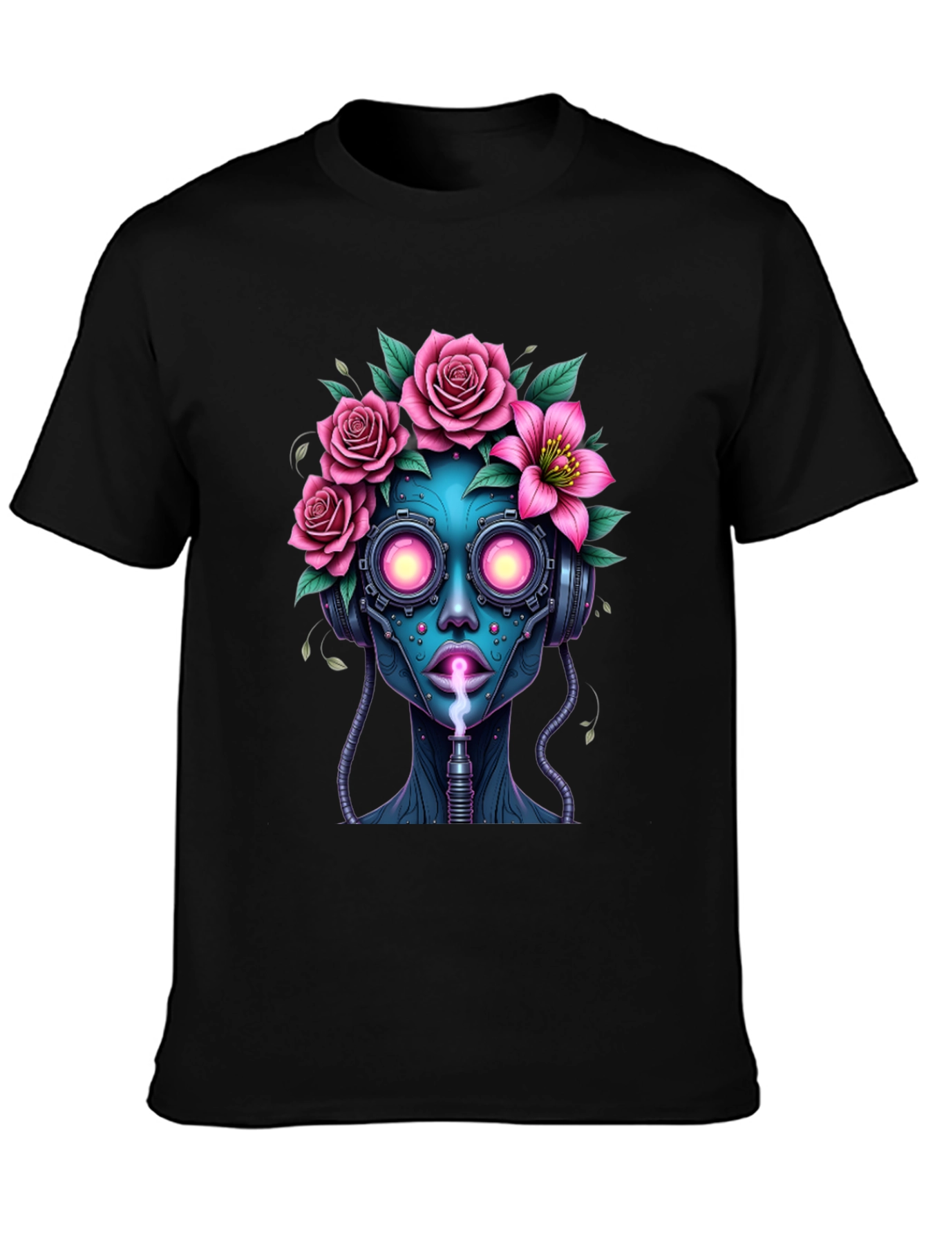 Cyberpunk Floral Head T-Shirt