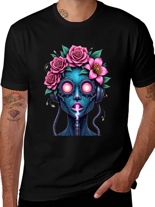 Cyberpunk Floral Head T-Shirt
