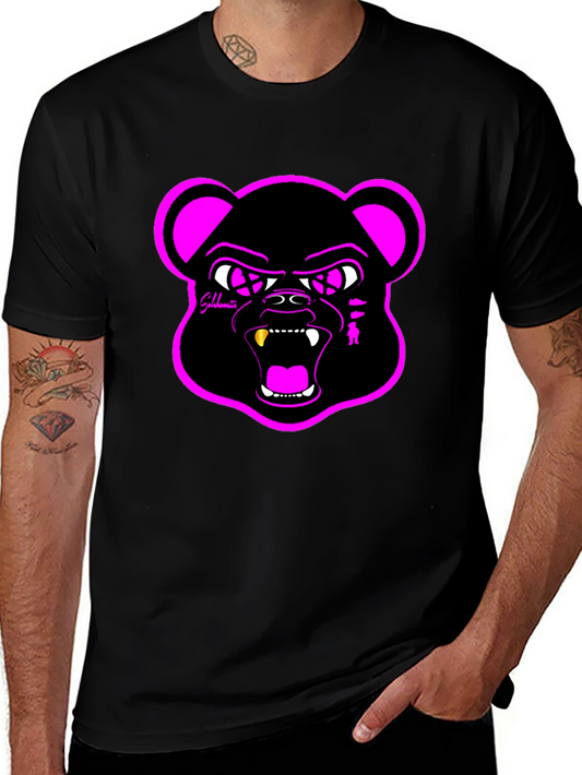 Graphic Black T-Shirt with Bear Design