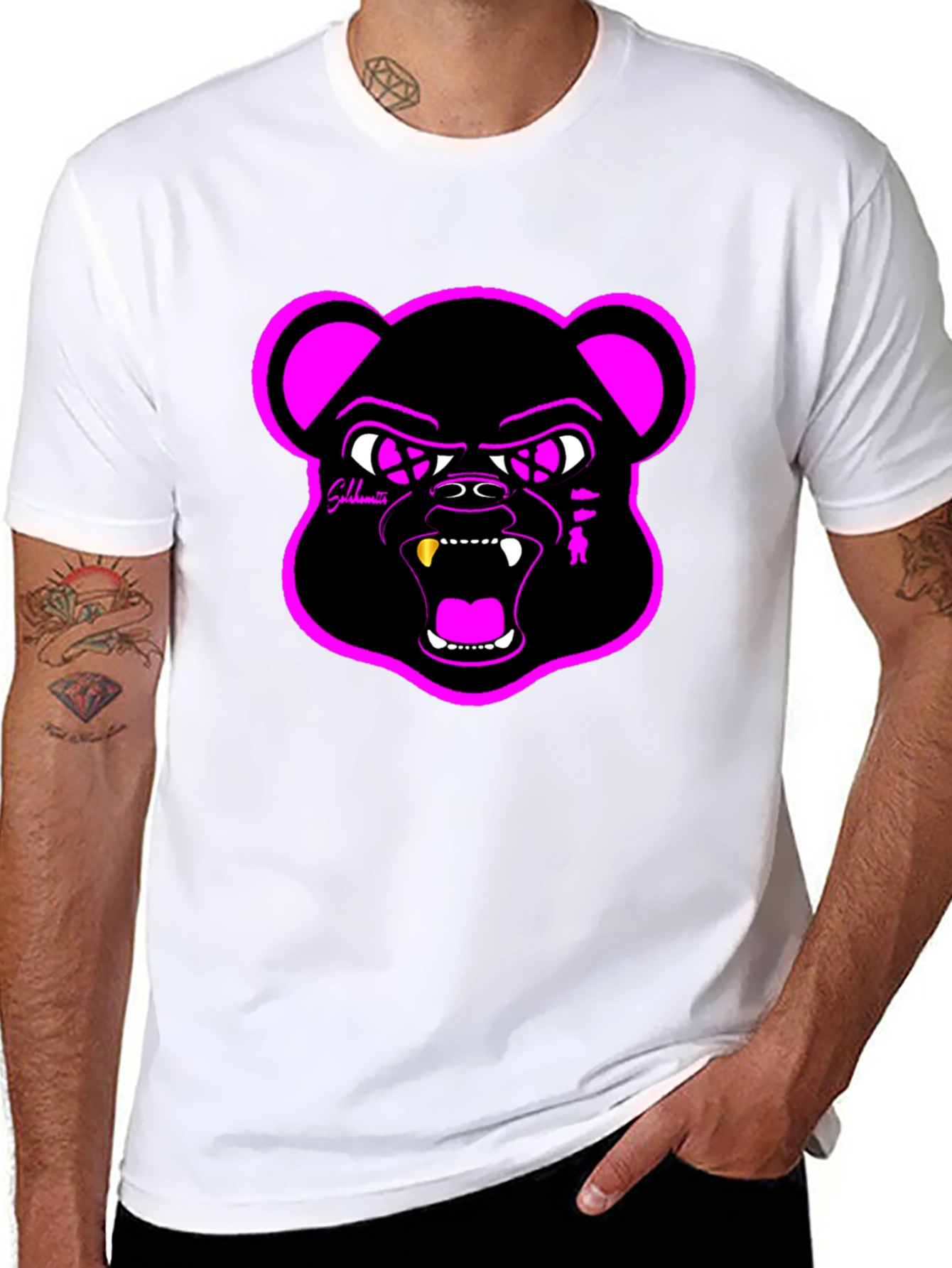 Graphic Black T-Shirt with Bear Design
