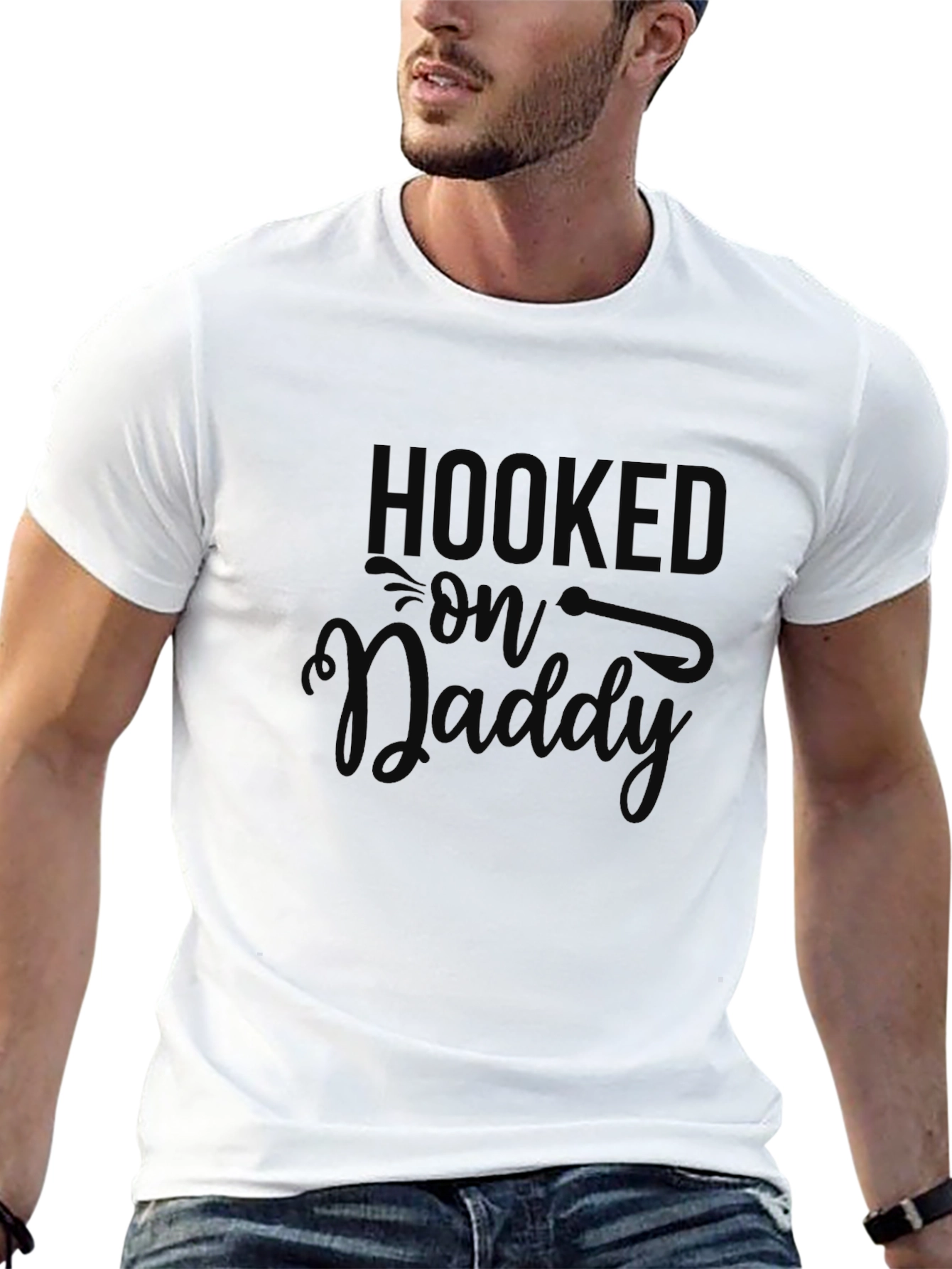 Hooked on Daddy Black Graphic T-Shirt