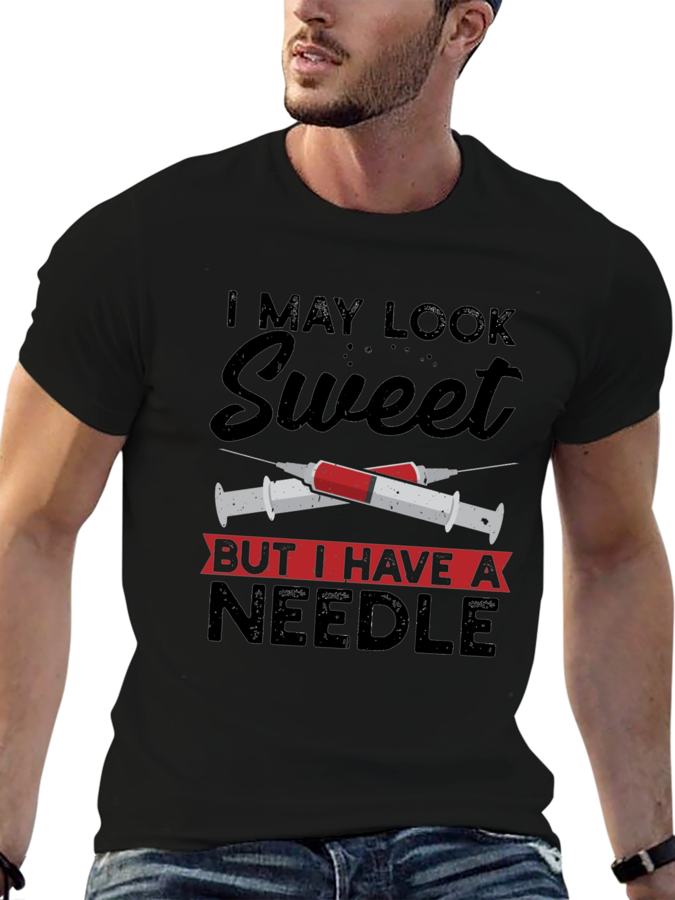 Sweet Needle Graphic Tee - Unisex Black T-Shirt