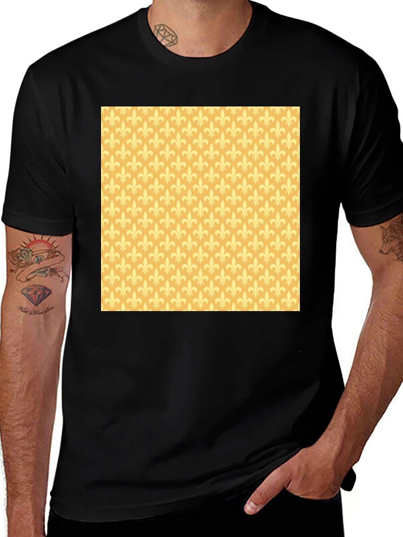 Fleur-de-Lis Pattern Tee - Stylish Casual Wear