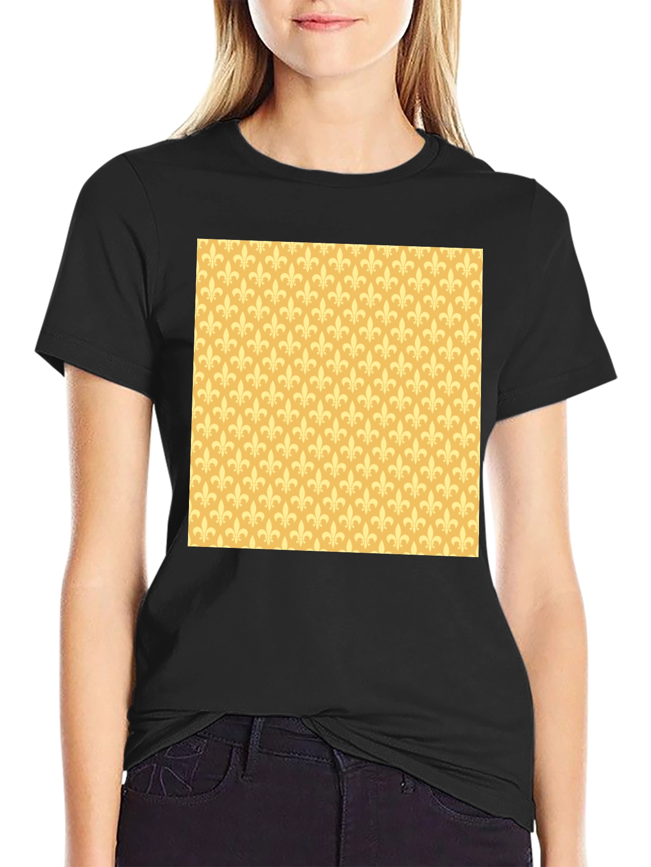 Fleur-de-Lis Pattern Tee - Stylish Casual Wear