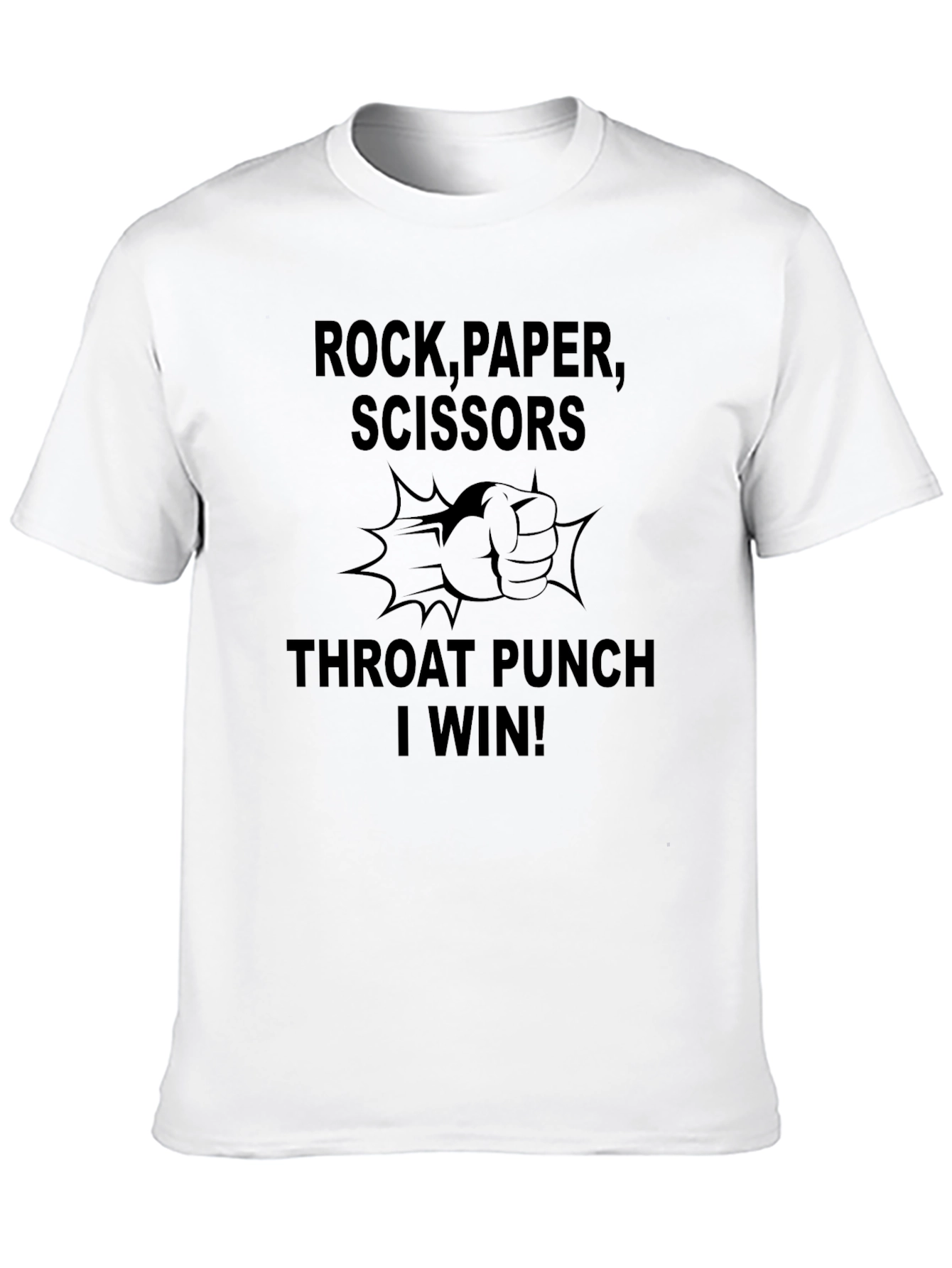 Rock Paper Scissors Throat Punch Black Graphic T-Shirt