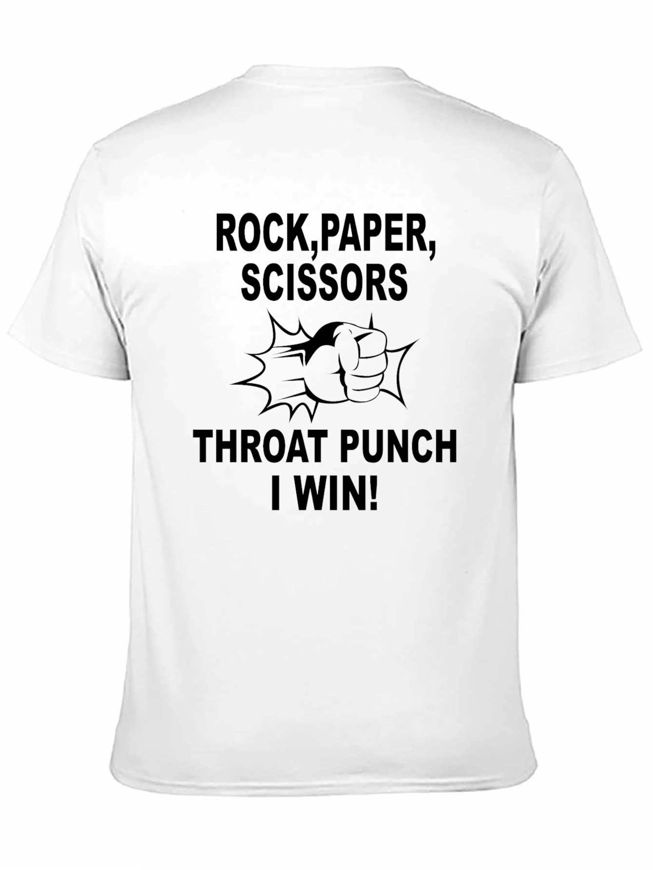 Rock Paper Scissors Throat Punch Black Graphic T-Shirt