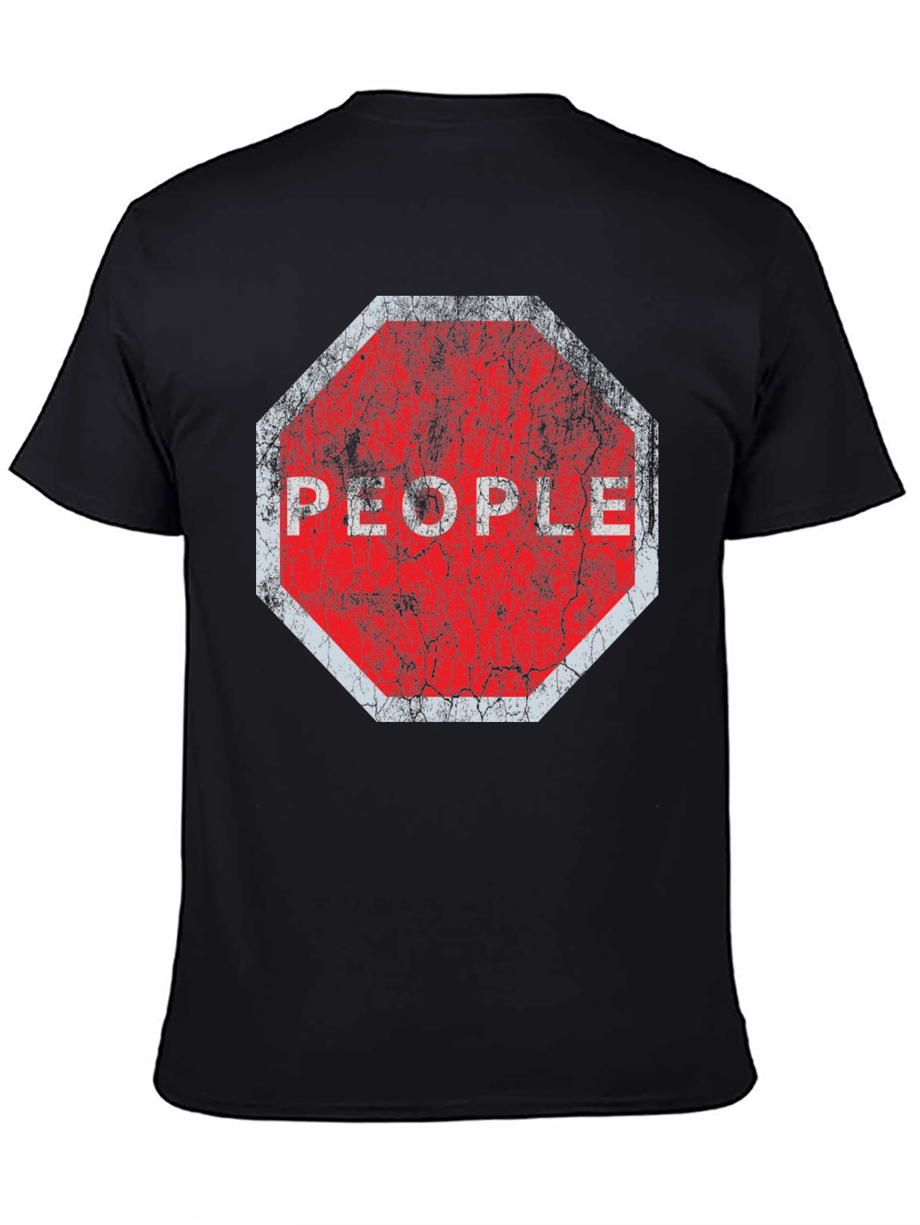 Stop People Graphic Tee - Black Cotton T-Shirt