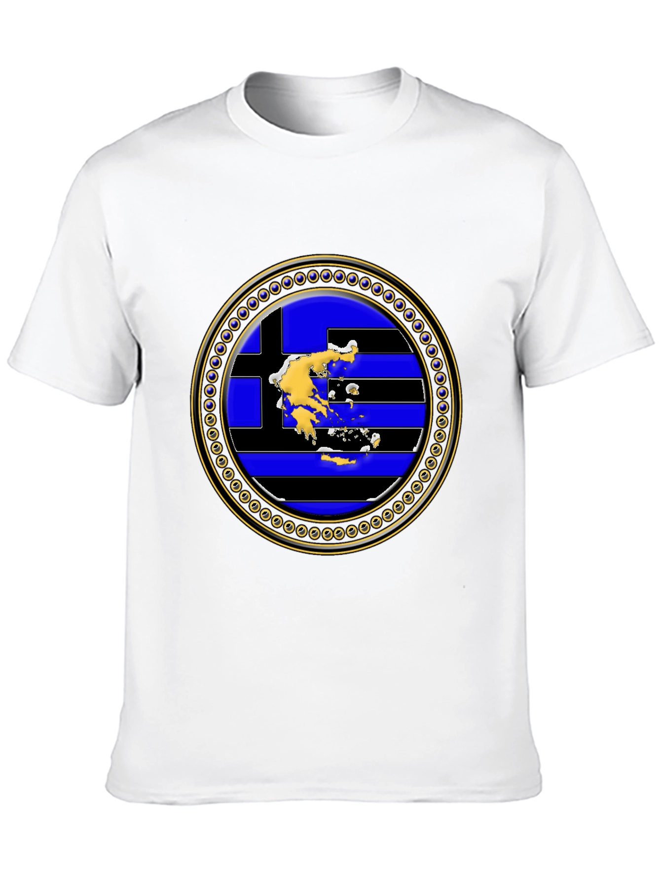 Greek Flag Map T-Shirt - Black Cotton Tee