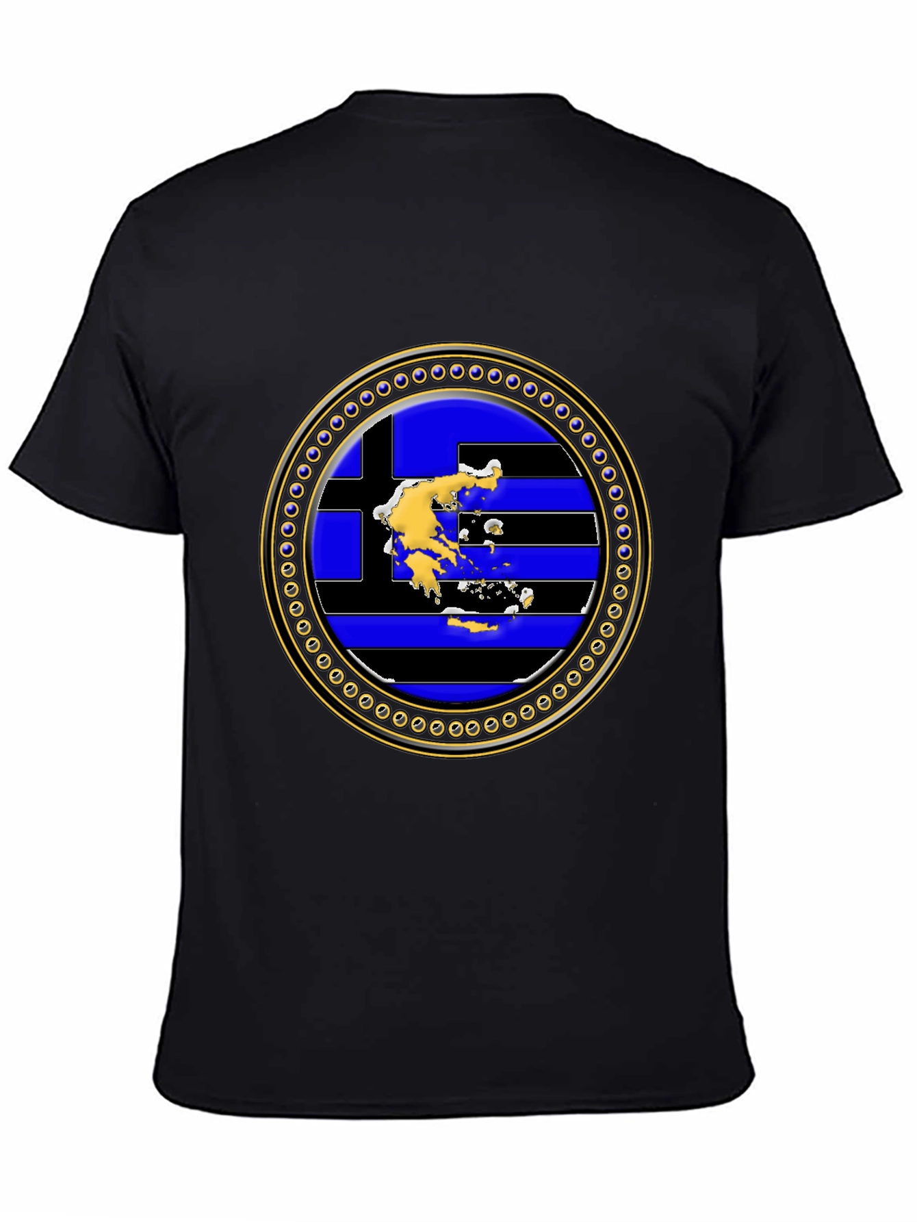Greek Flag Map T-Shirt - Black Cotton Tee