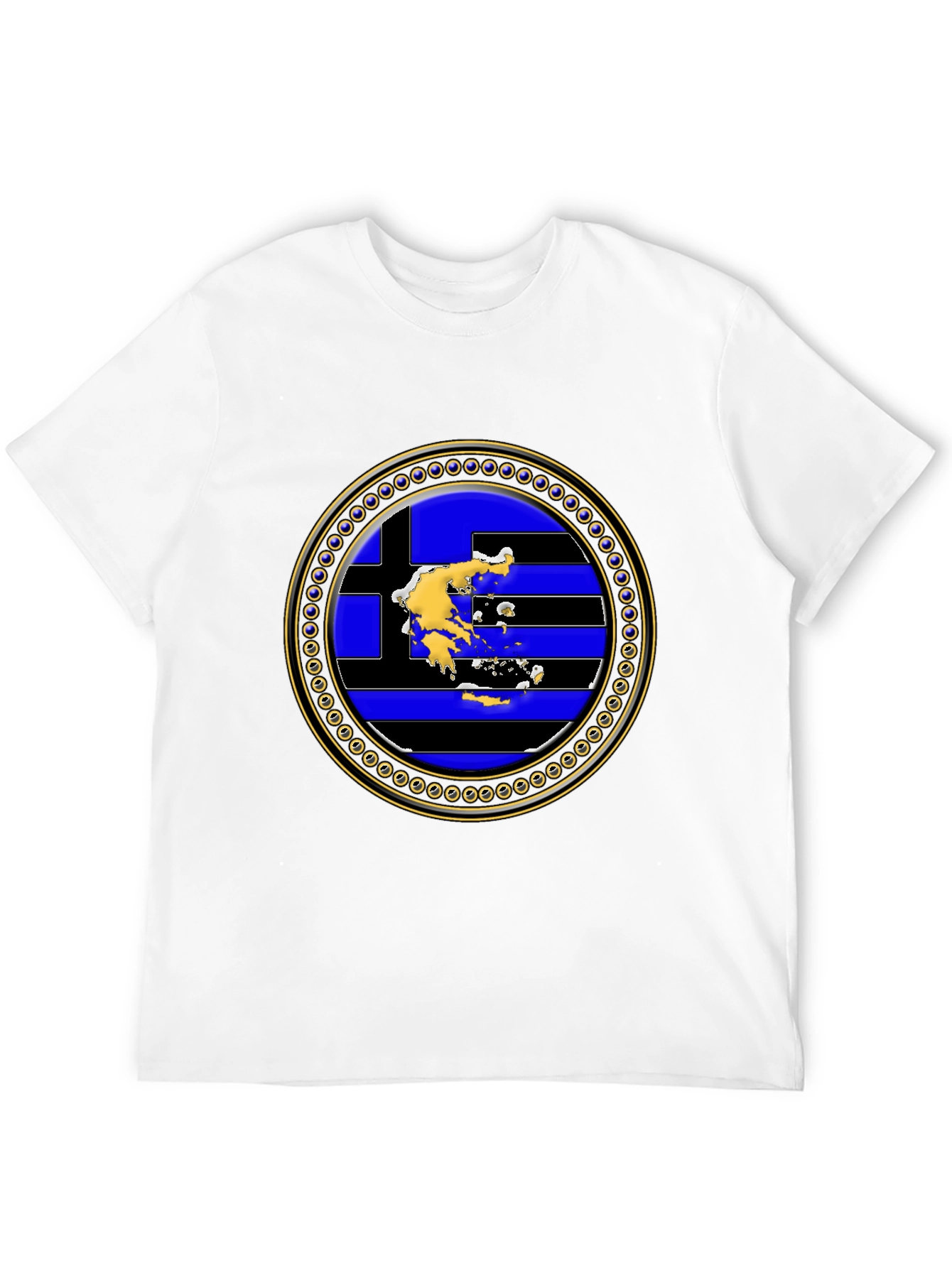 Greek Flag Map T-Shirt - Black Cotton Tee