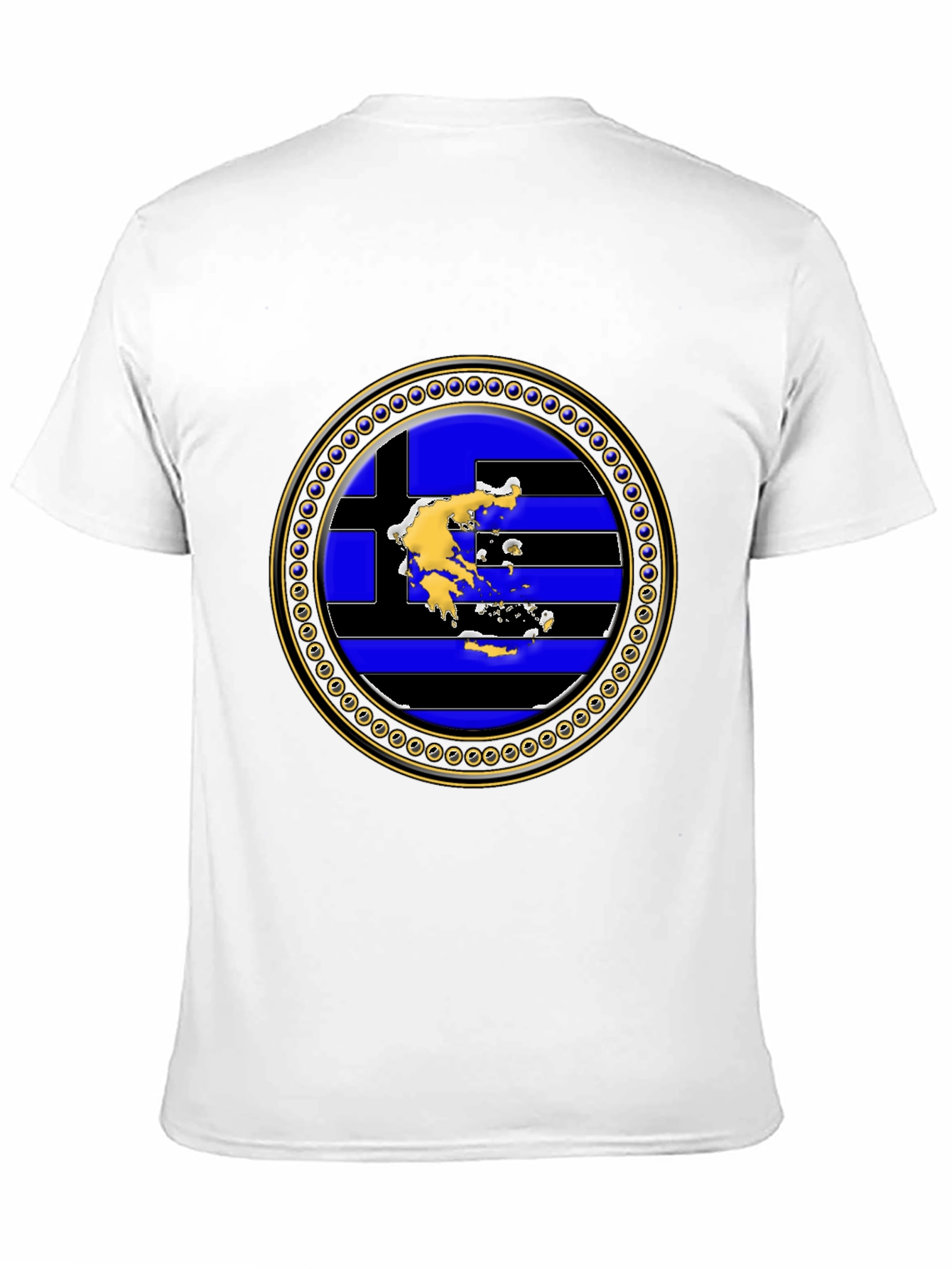 Greek Flag Map T-Shirt - Black Cotton Tee